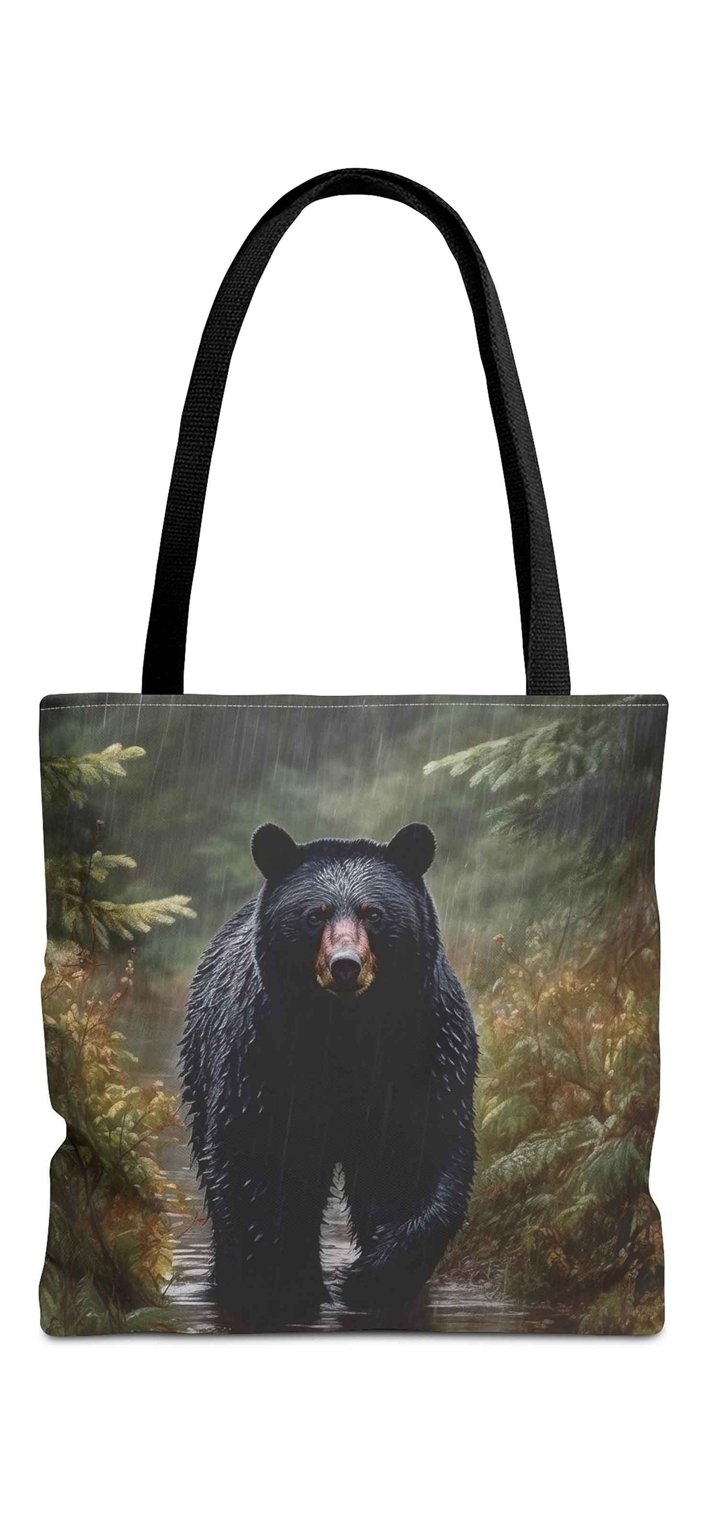 Rainfall Stroll Black Bear Tote Bag
