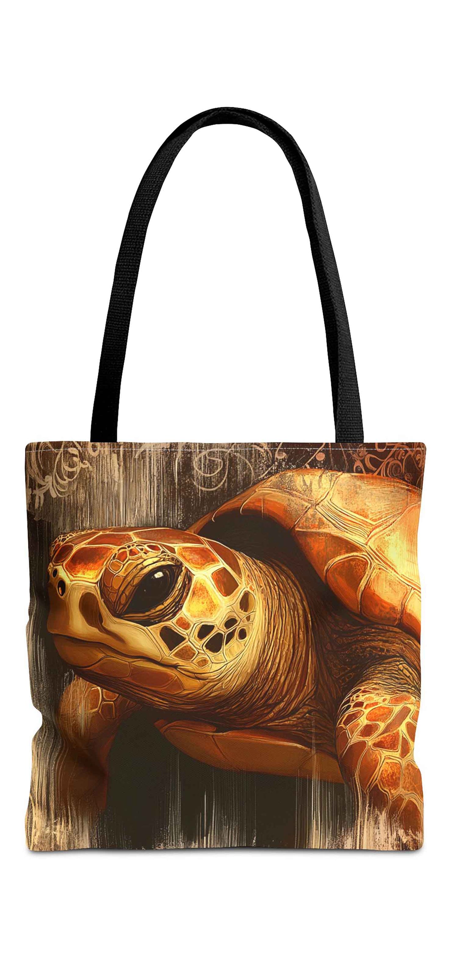 Golden Vintage Turtle Tote Bag