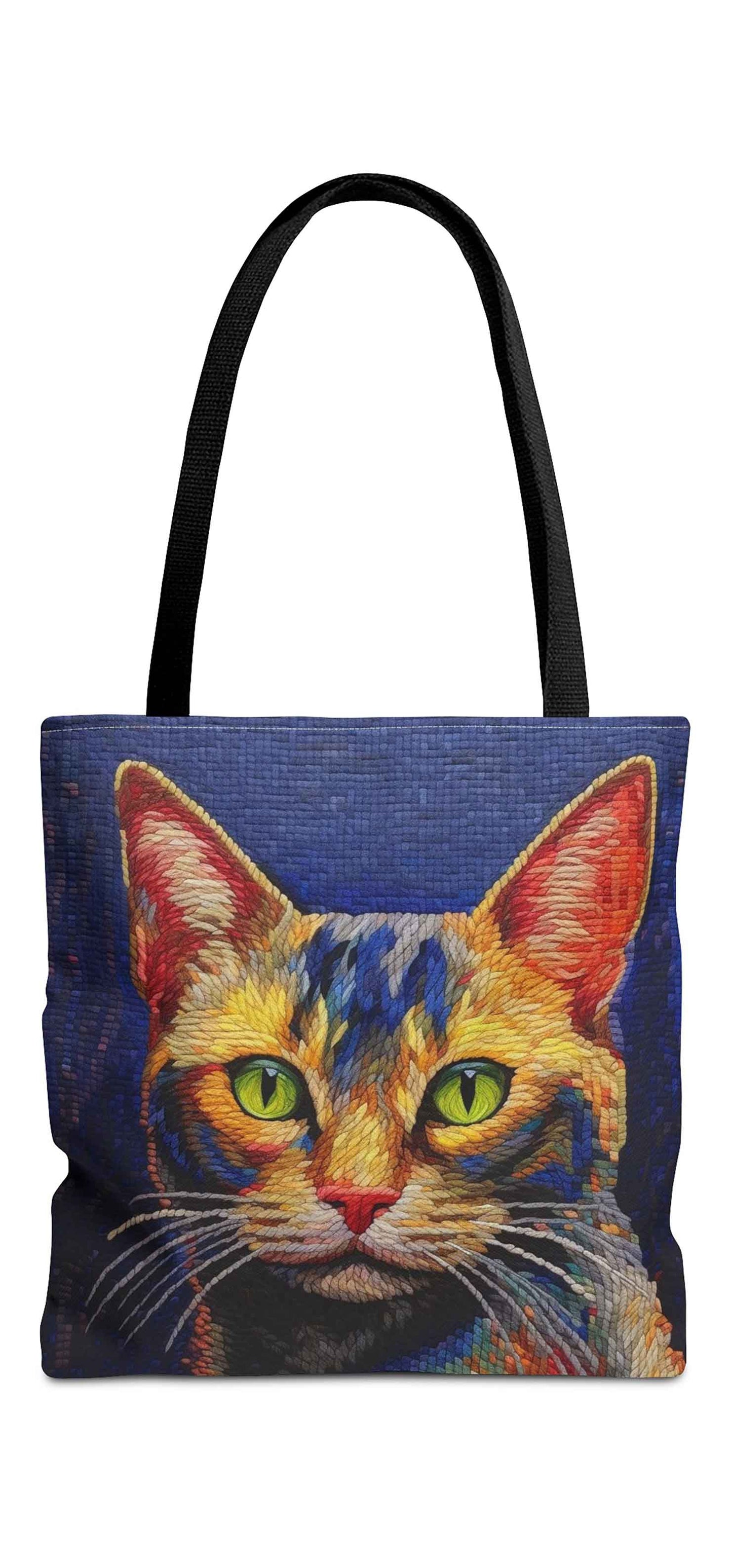Needlepoint Art Cat Tote Bag