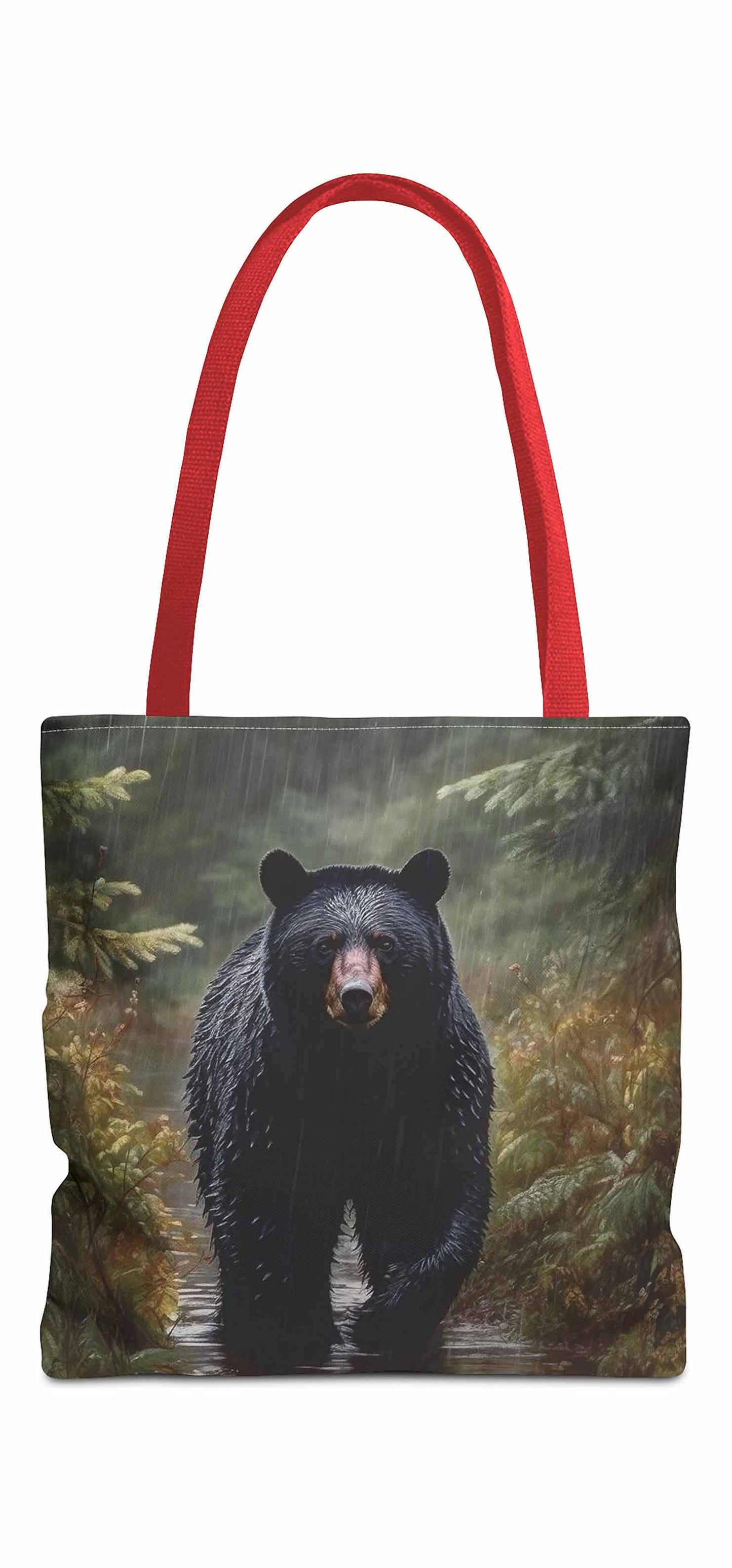 Rainfall Stroll Black Bear Tote Bag