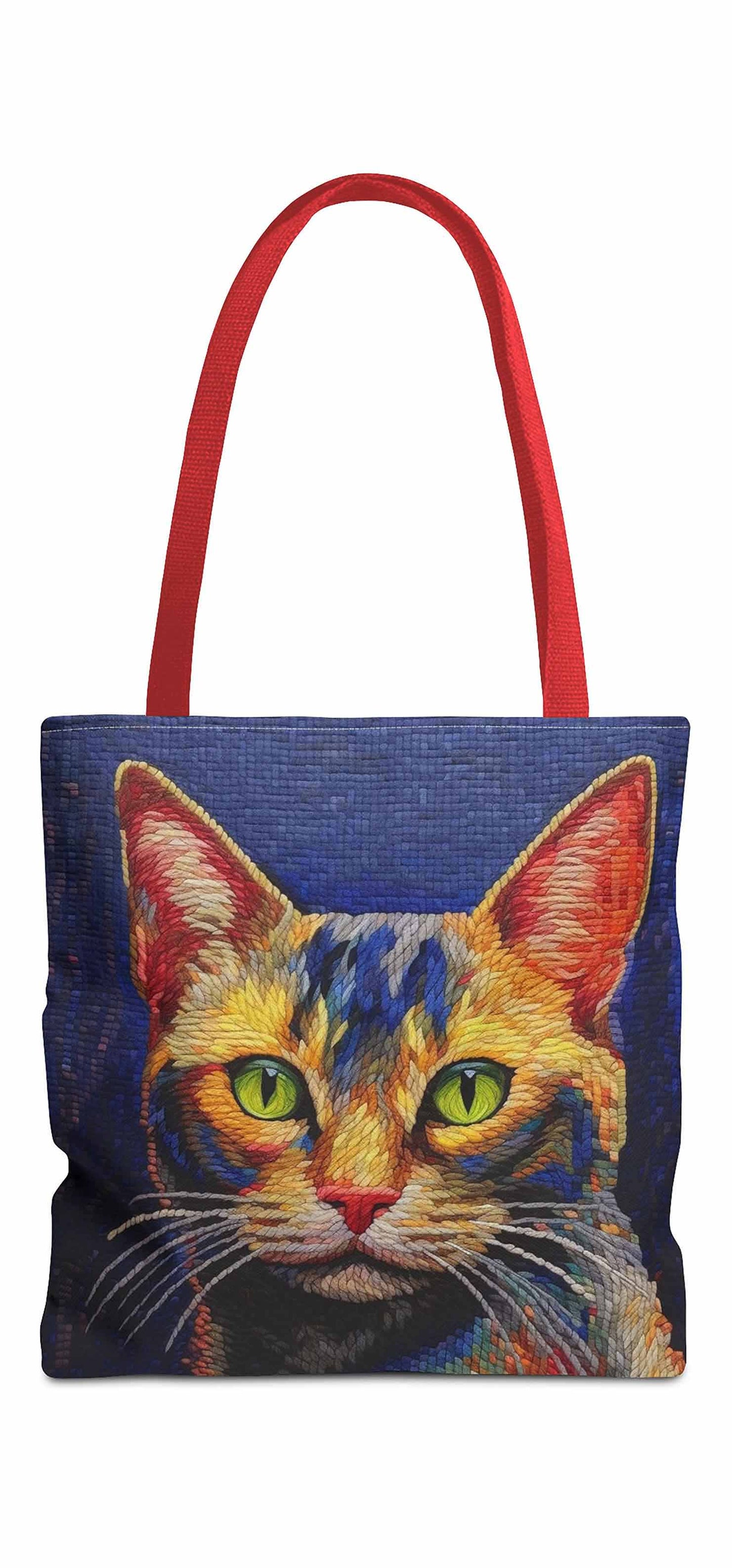 Needlepoint Art Cat Tote Bag