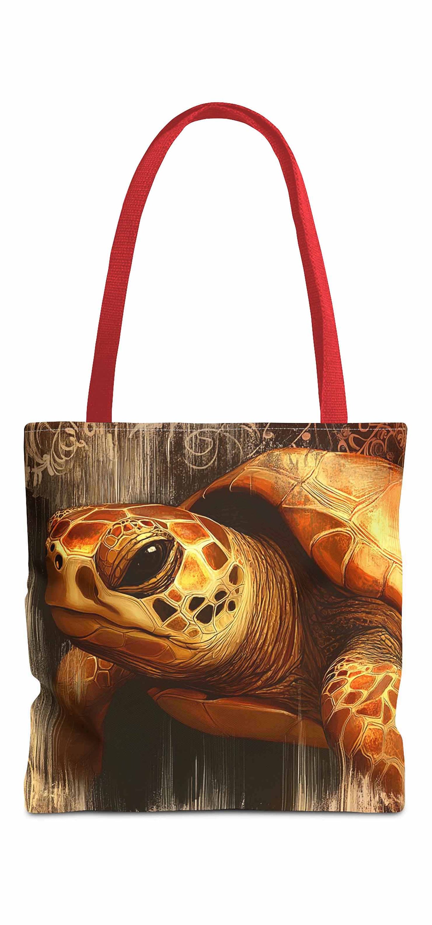 Golden Vintage Turtle Tote Bag