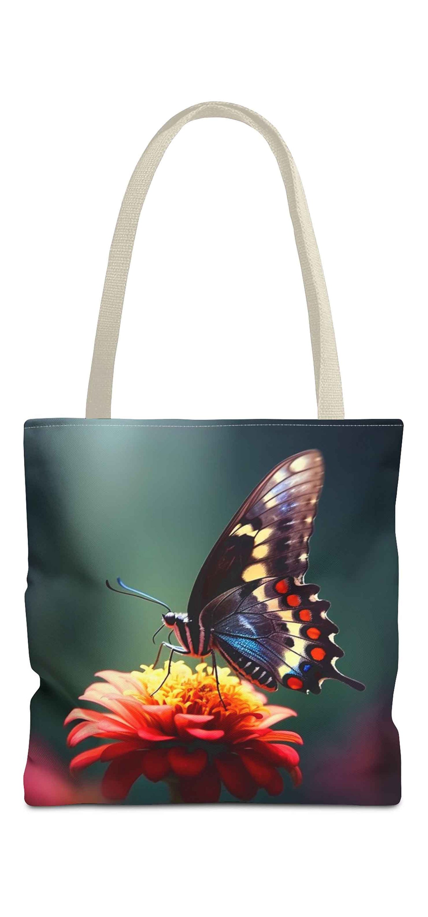 Floral Grace Butterfly Tote Bag