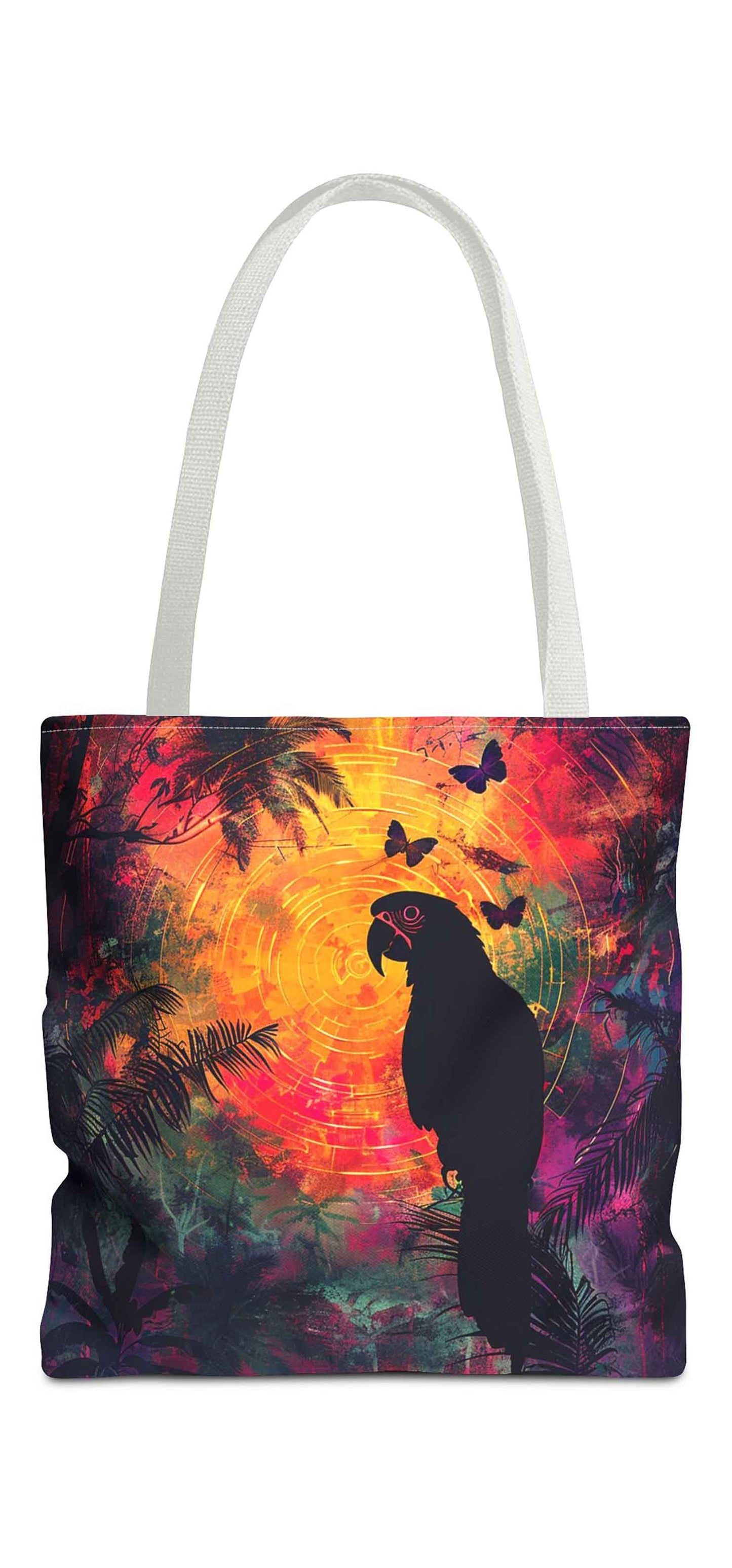 Tropical Twilight Parrot Tote Bag
