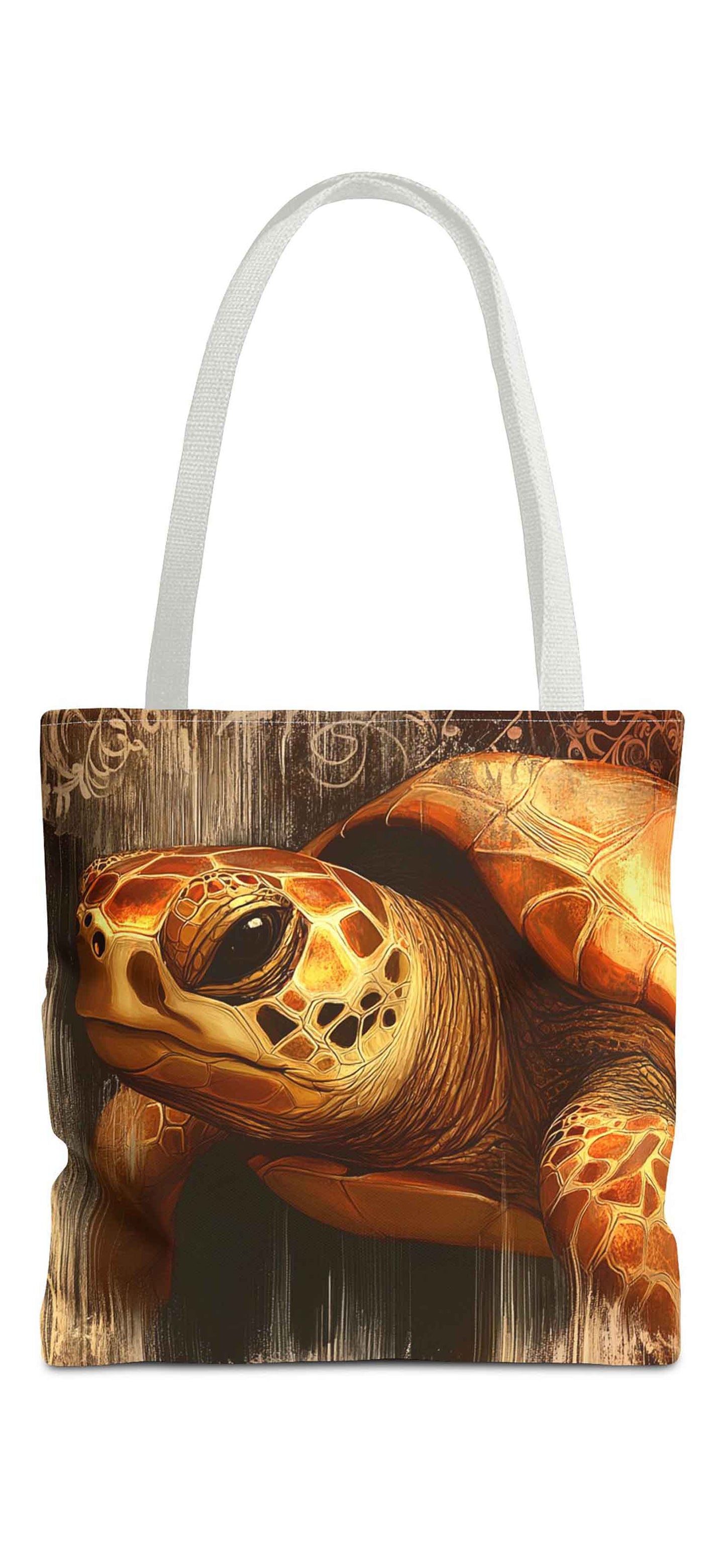 Golden Vintage Turtle Tote Bag