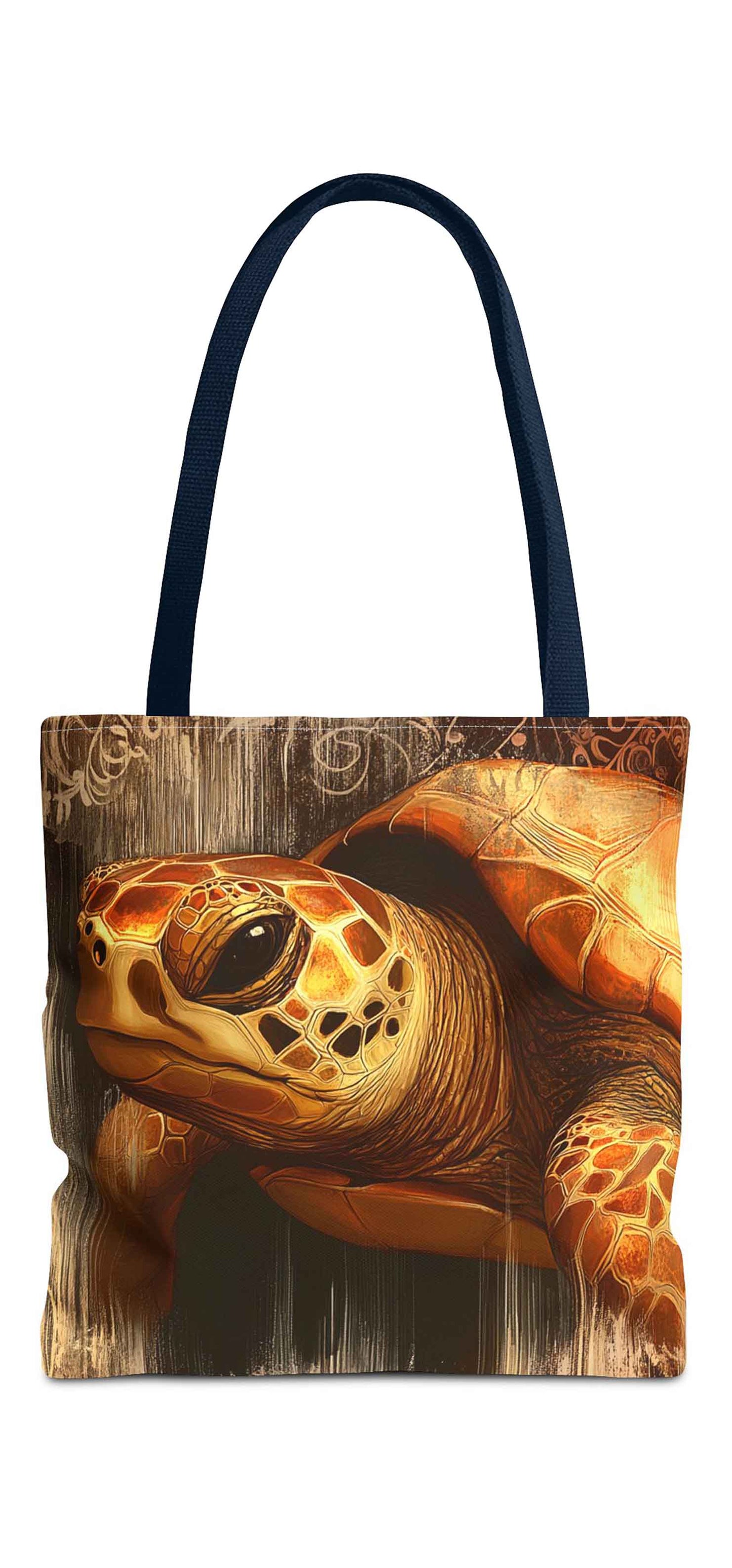 Golden Vintage Turtle Tote Bag