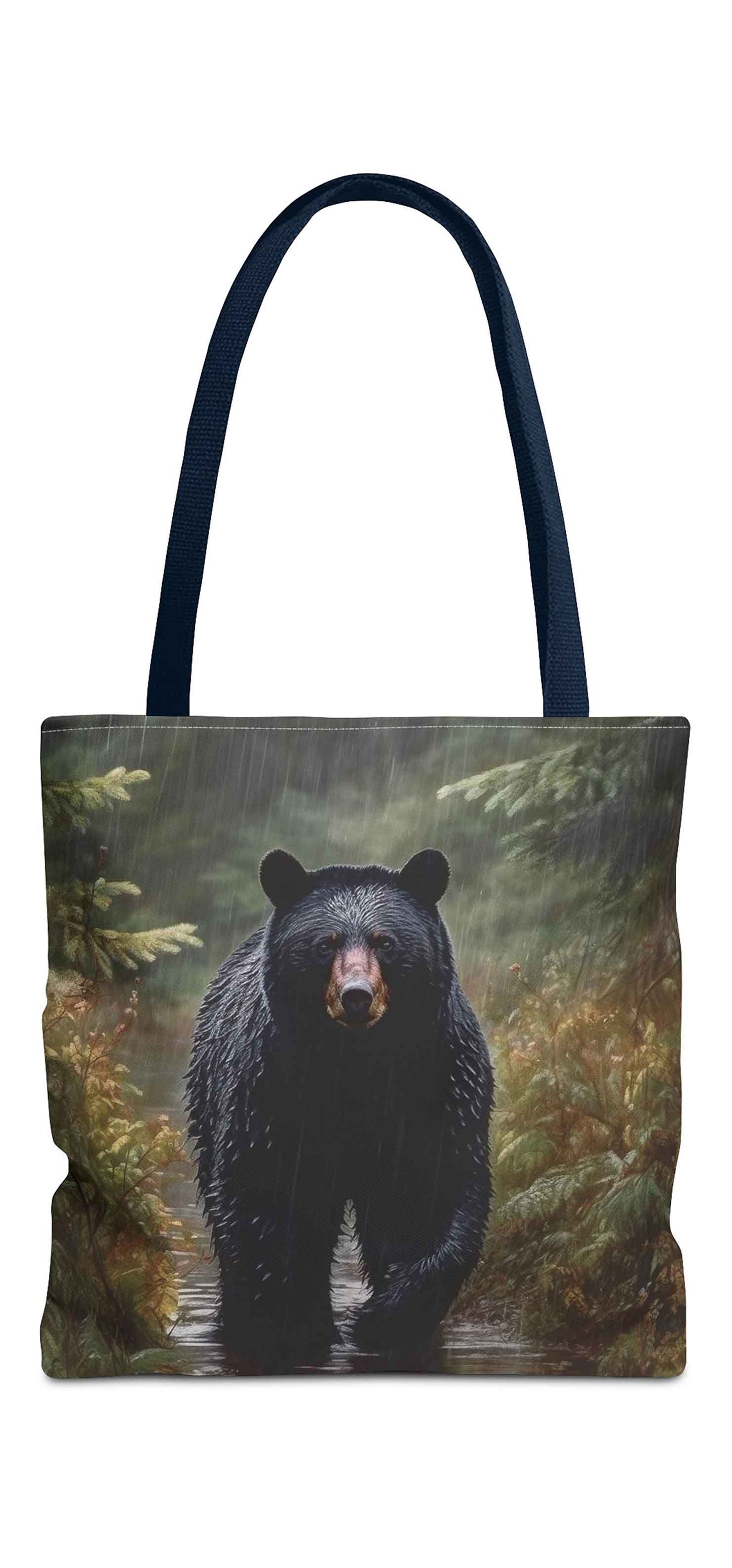 Rainfall Stroll Black Bear Tote Bag