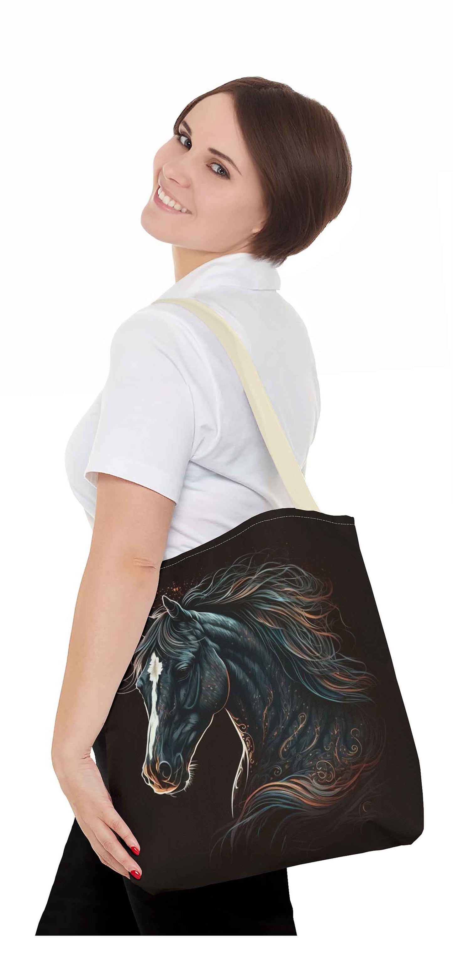 Elegant Black Horse Tote Bag