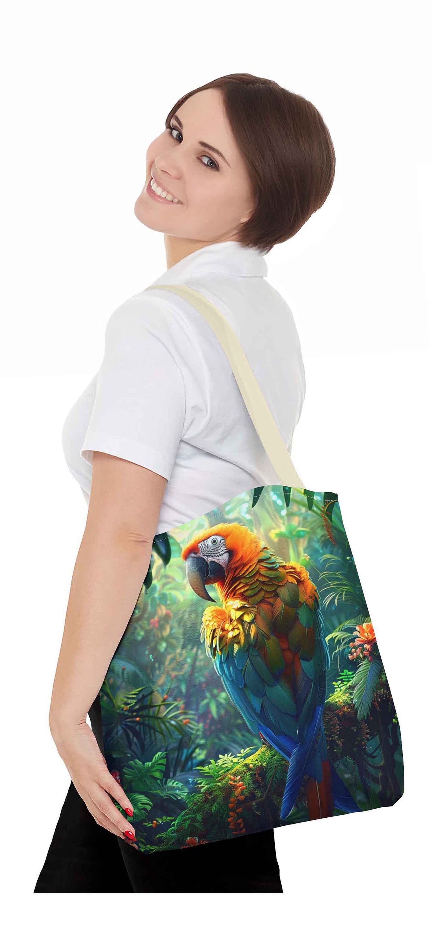 Rainforest Radiance Parrot Tote Bag