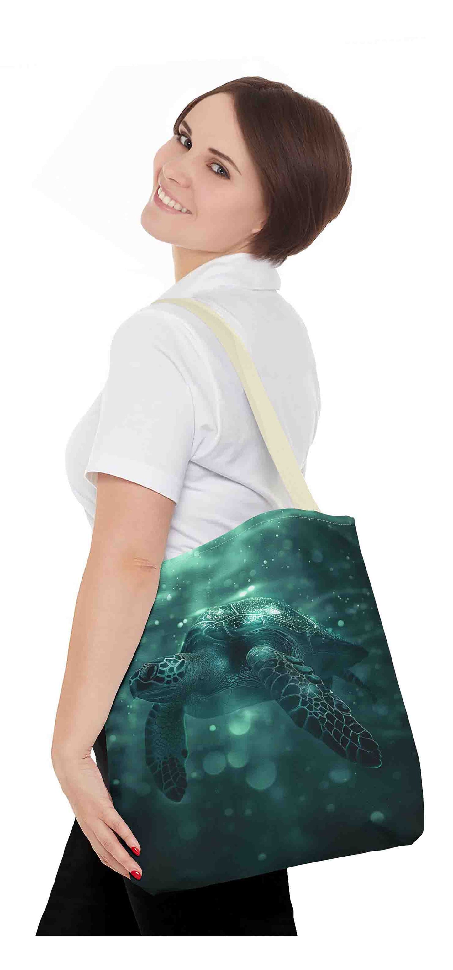 Emerald Depths Turtle Tote Bag