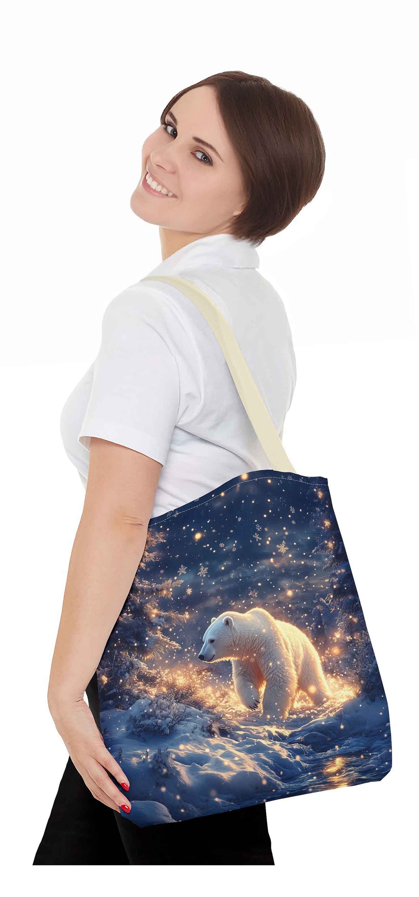 Starlit Arctic Dreams Polar Bear Tote Bag