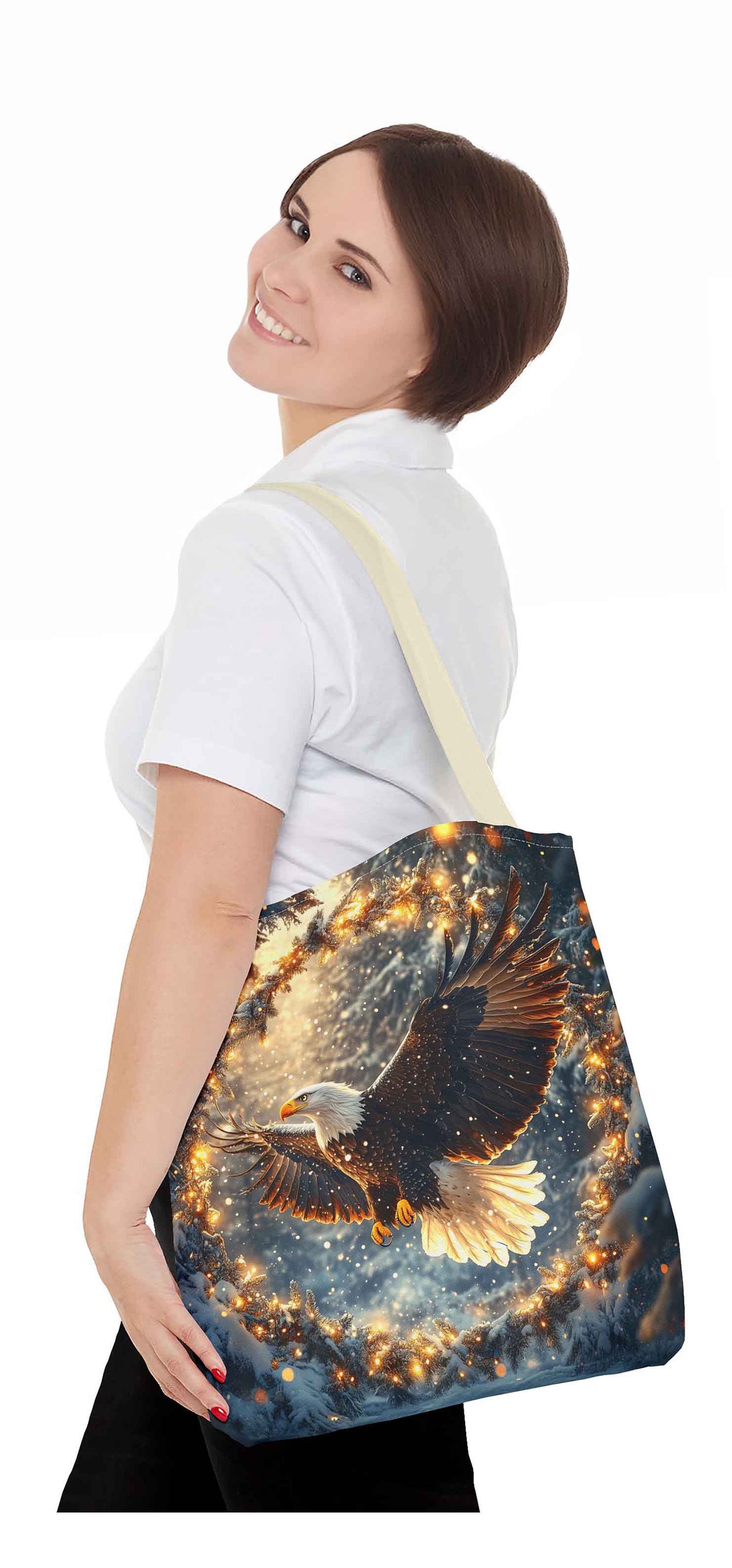 Winter Wreath Guardian Eagle Tote Bag