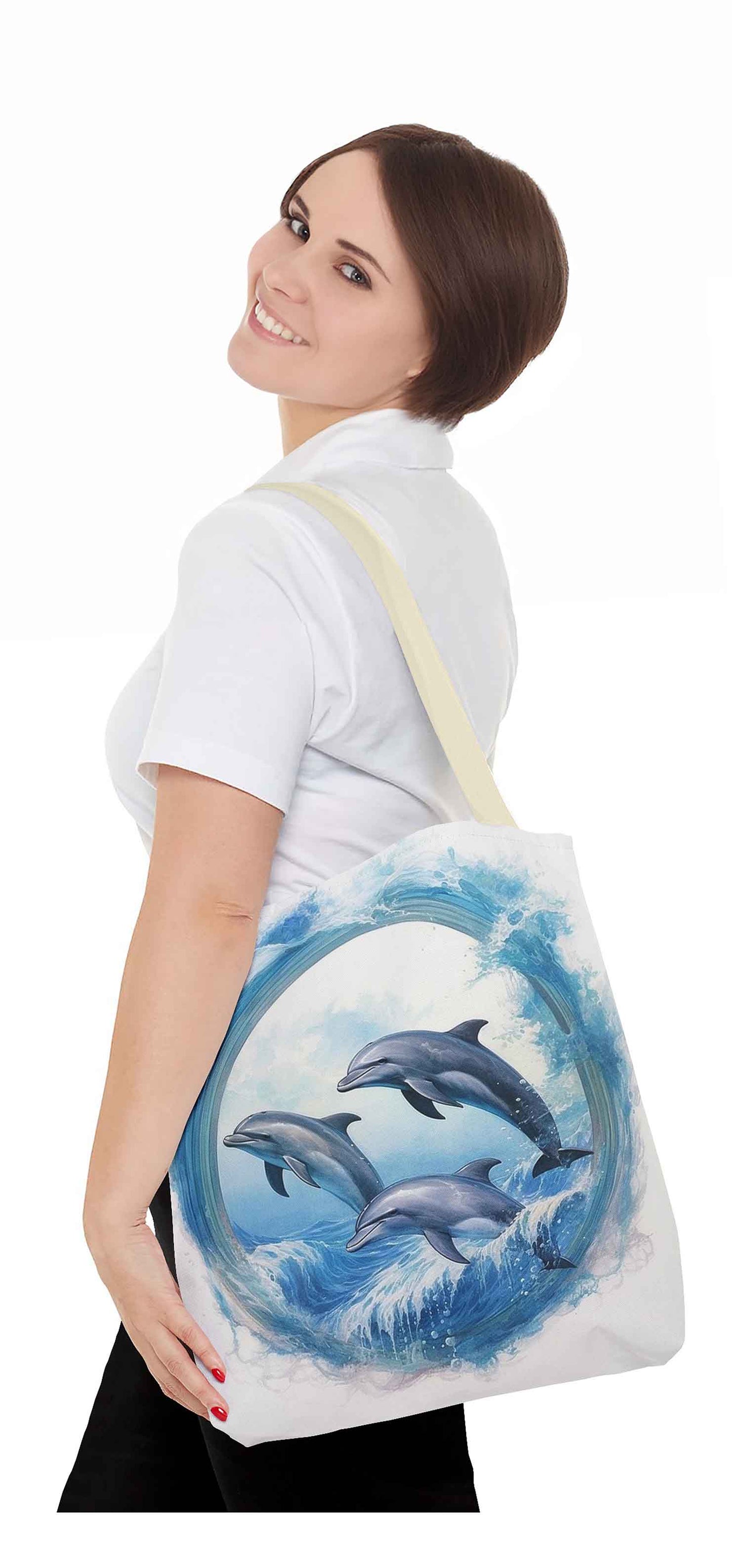 Triple Dolphin Splash Tote Bag