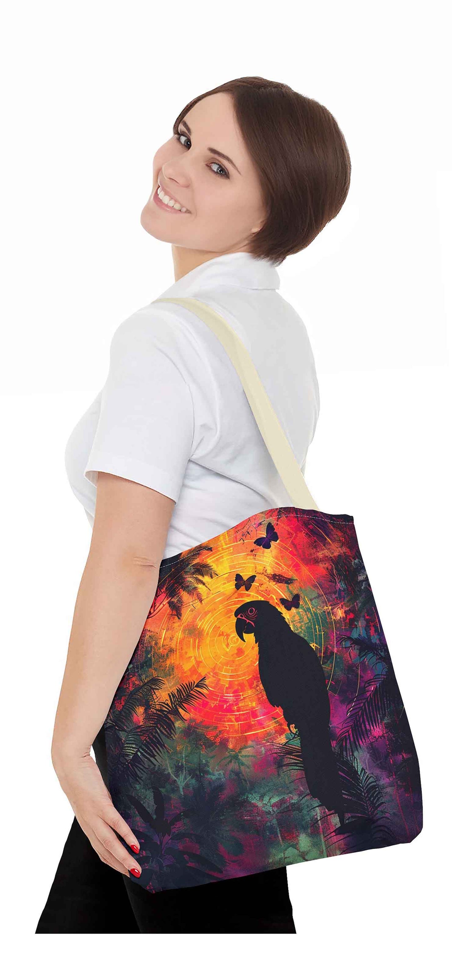 Tropical Twilight Parrot Tote Bag