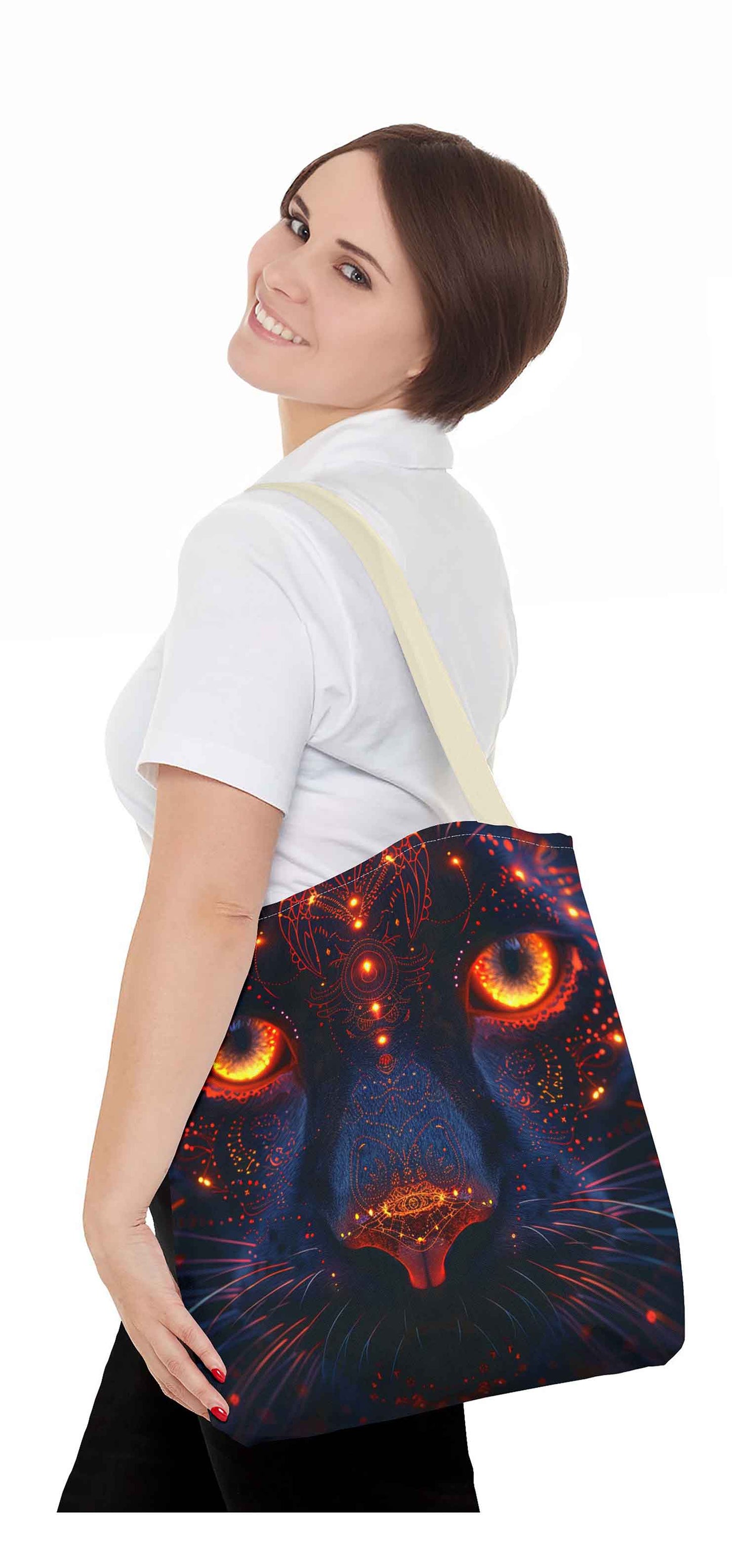 Inferno Gaze Cat Tote Bag