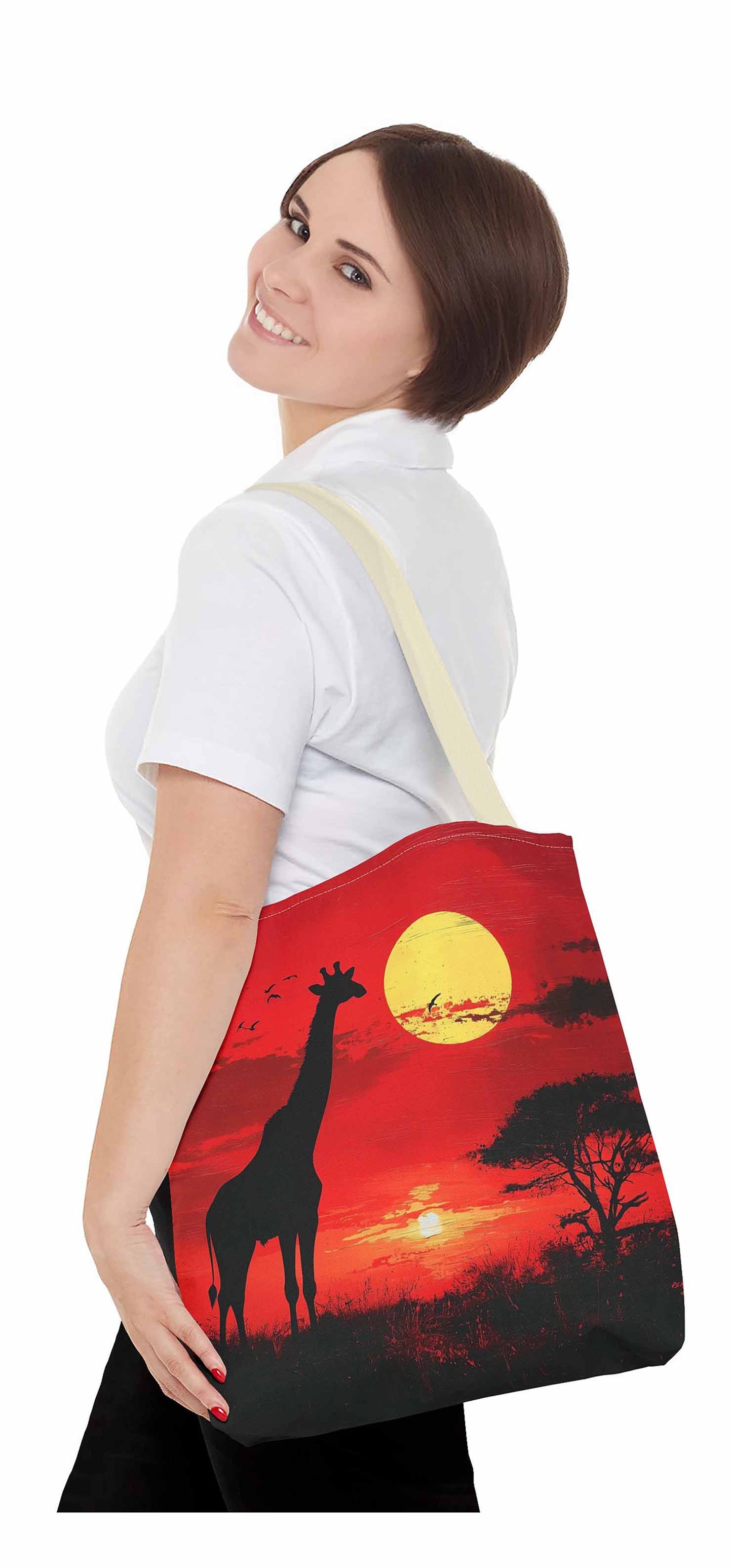 Crimson Safari Giraffe Tote Bag