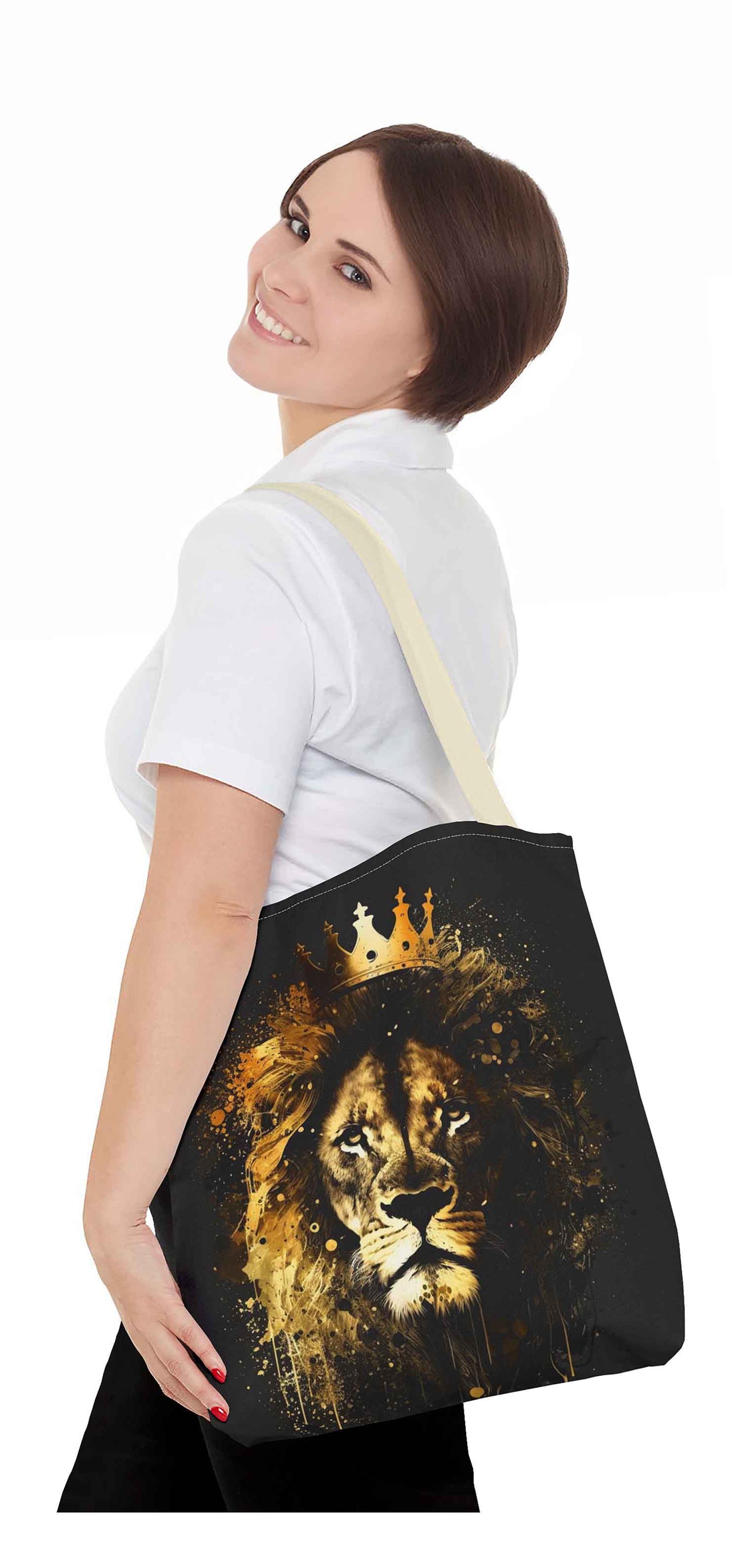 Crowned Courage Lion Tote Bag