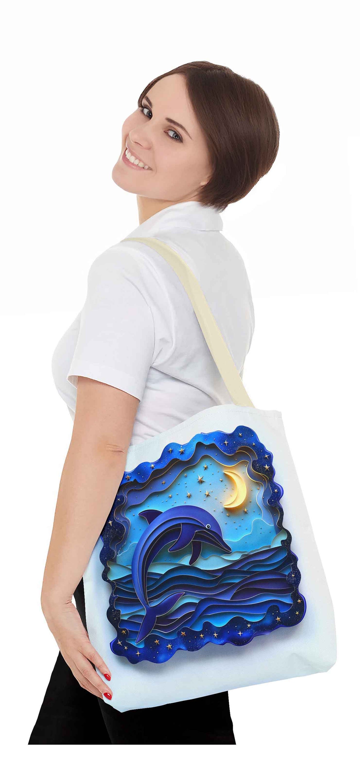 Moonlit Dolphin Dream Tote Bag