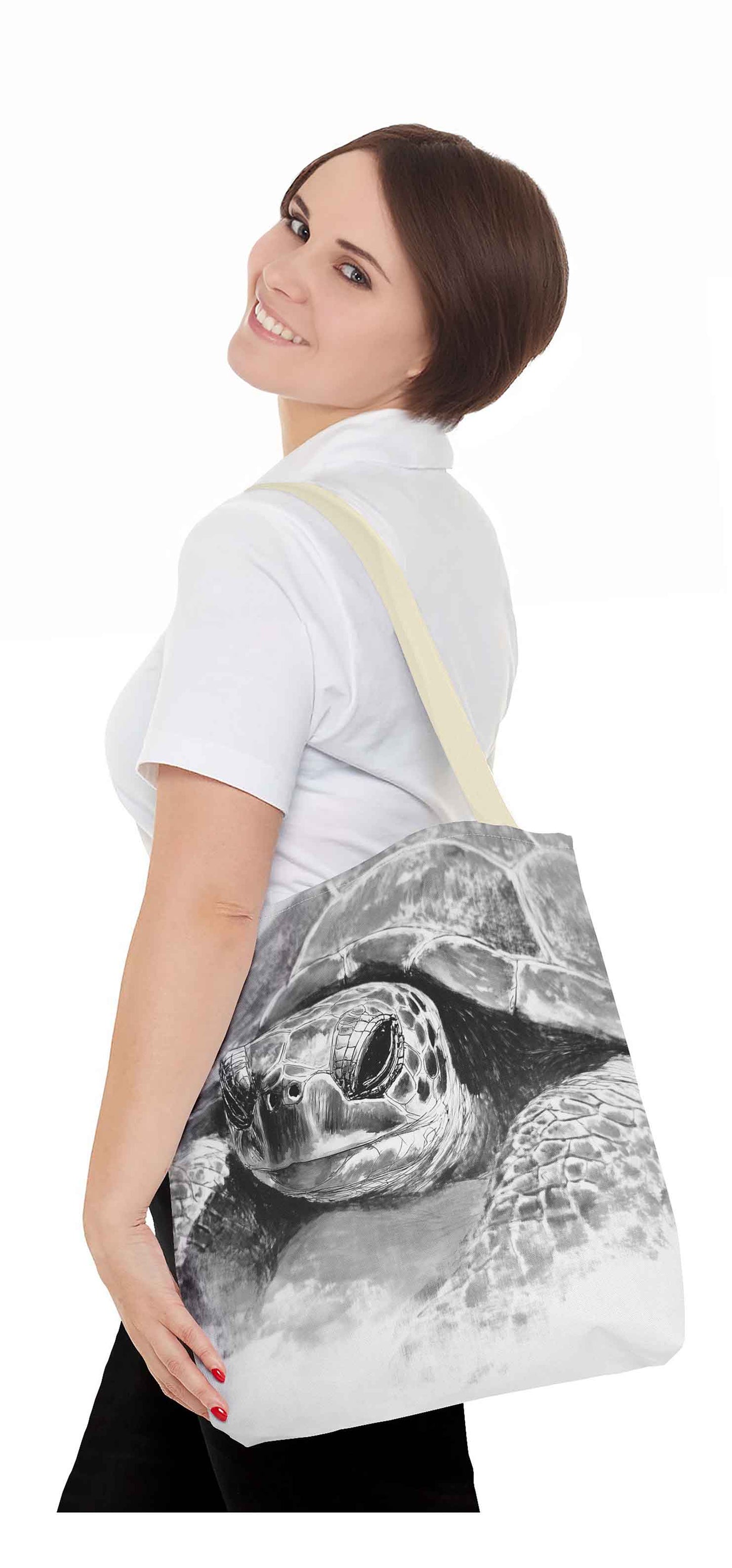 Monochrome Turtle Tote Bag