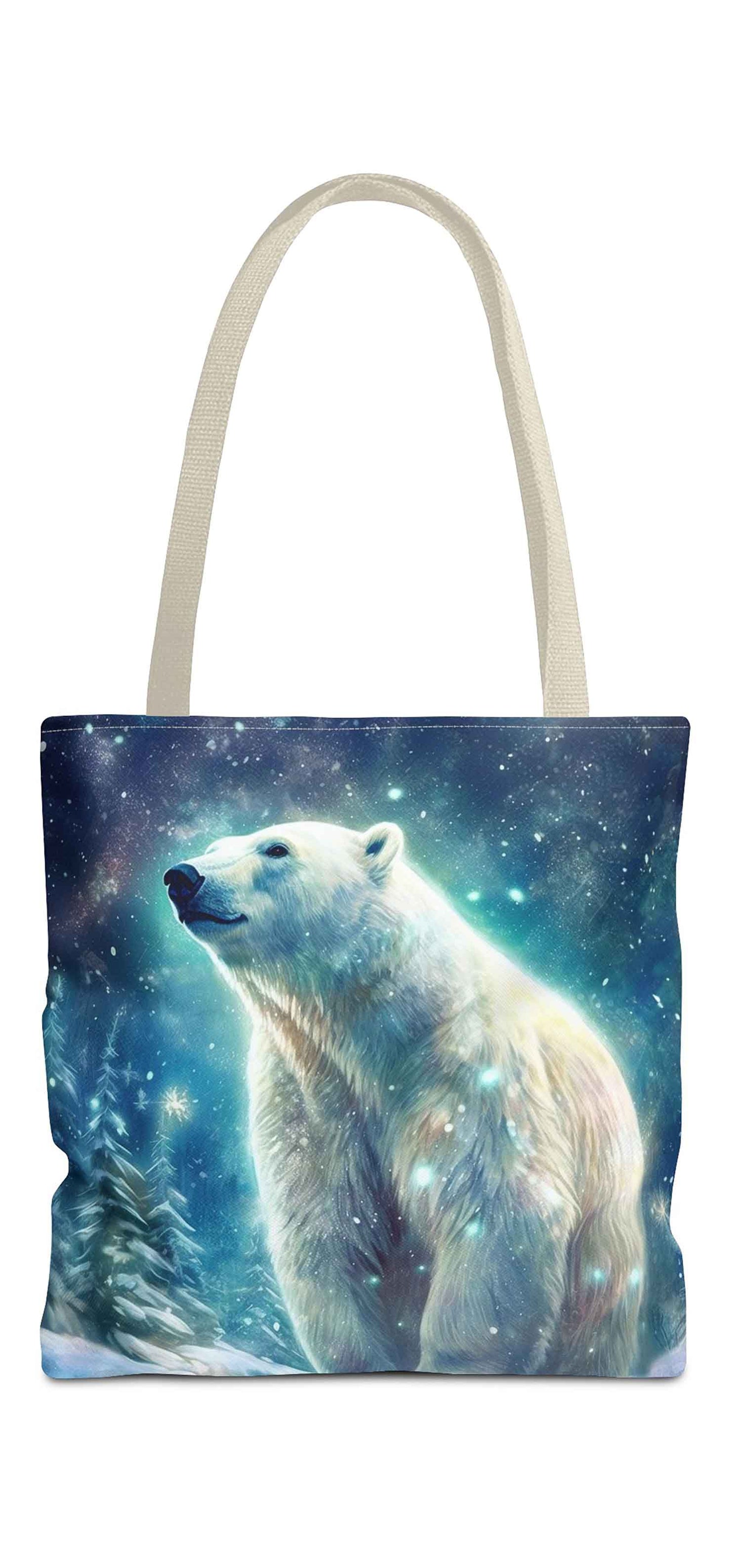 Frosty Aurora Polar Bear Tote Bag