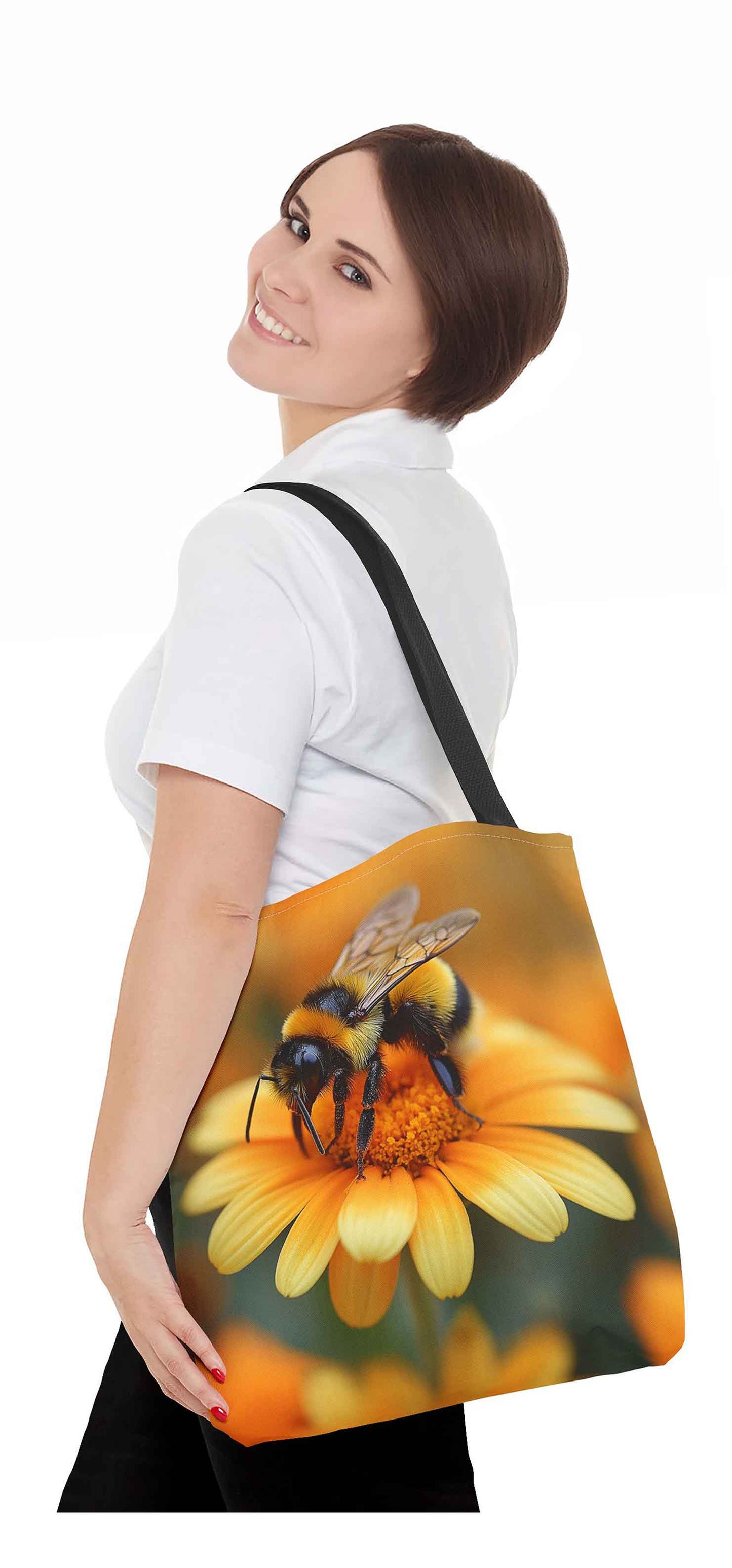 Golden Bloom Bumblebee Tote Bag