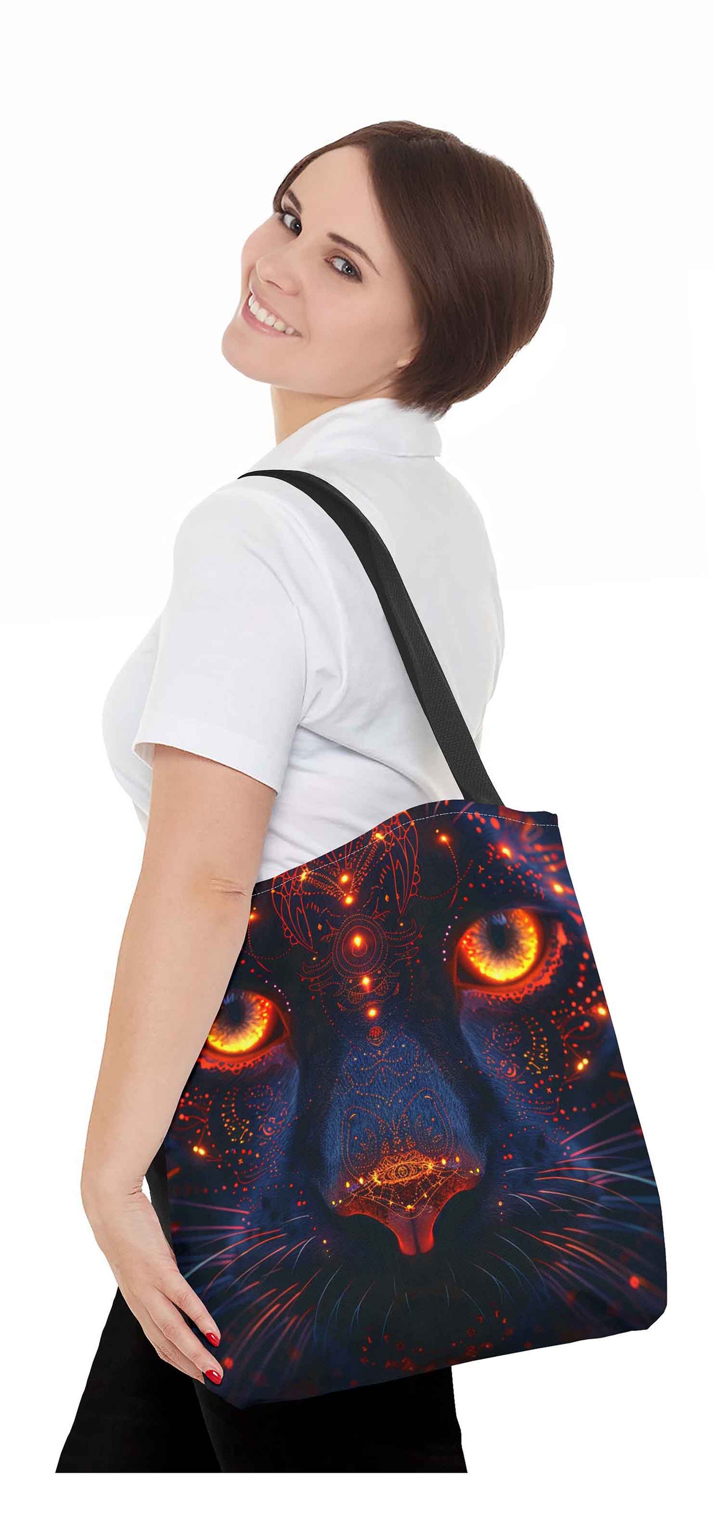 Inferno Gaze Cat Tote Bag
