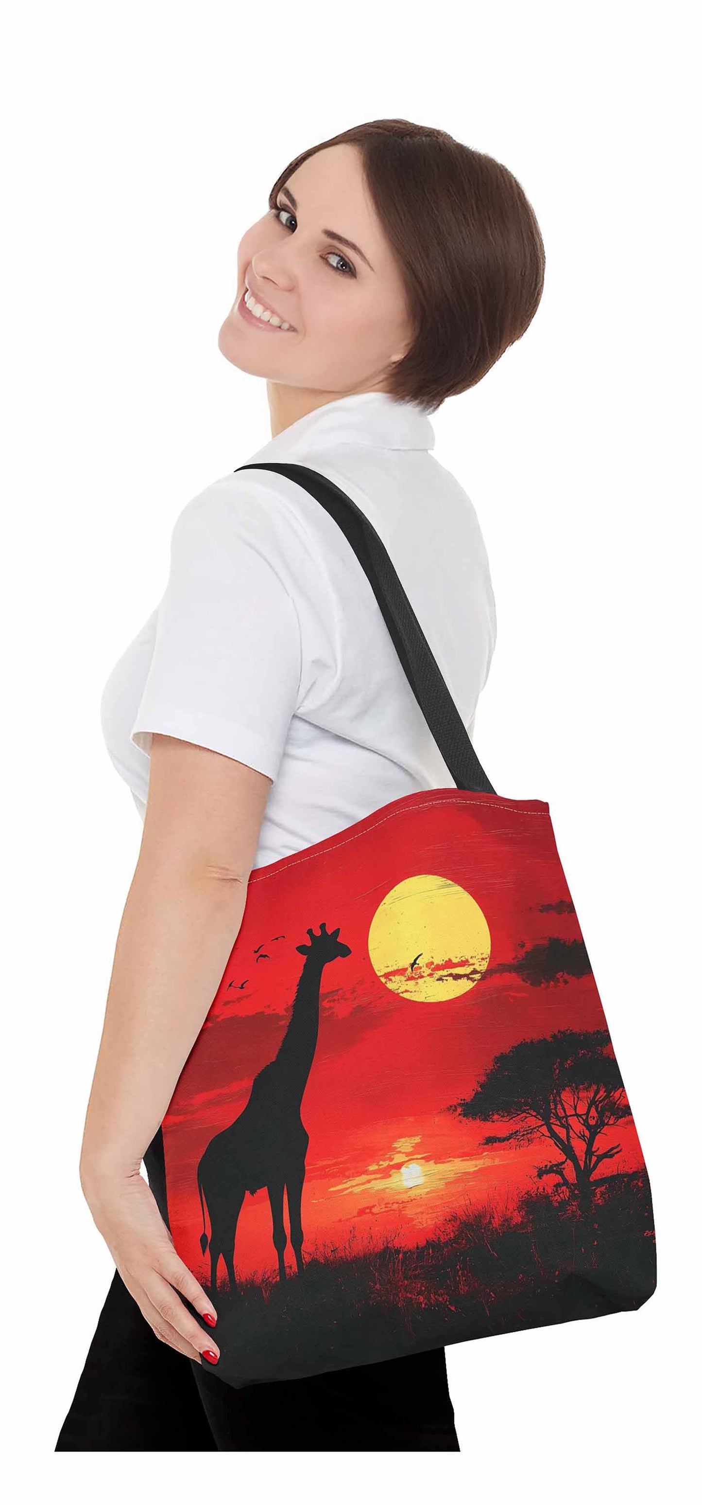 Crimson Safari Giraffe Tote Bag