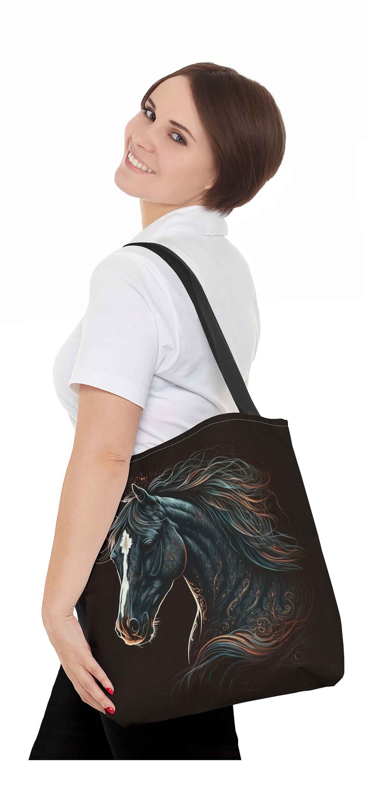 Elegant Black Horse Tote Bag