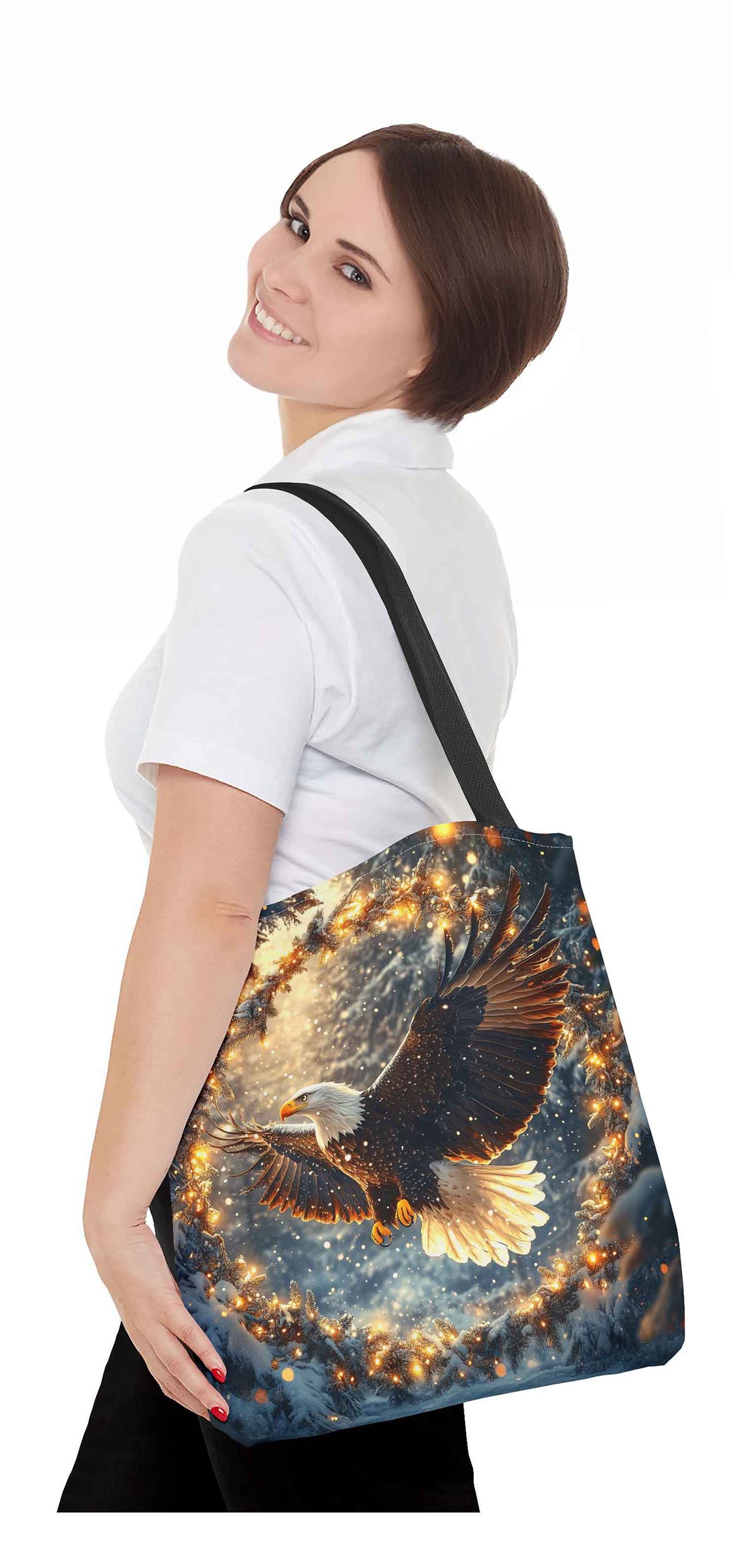 Winter Wreath Guardian Eagle Tote Bag