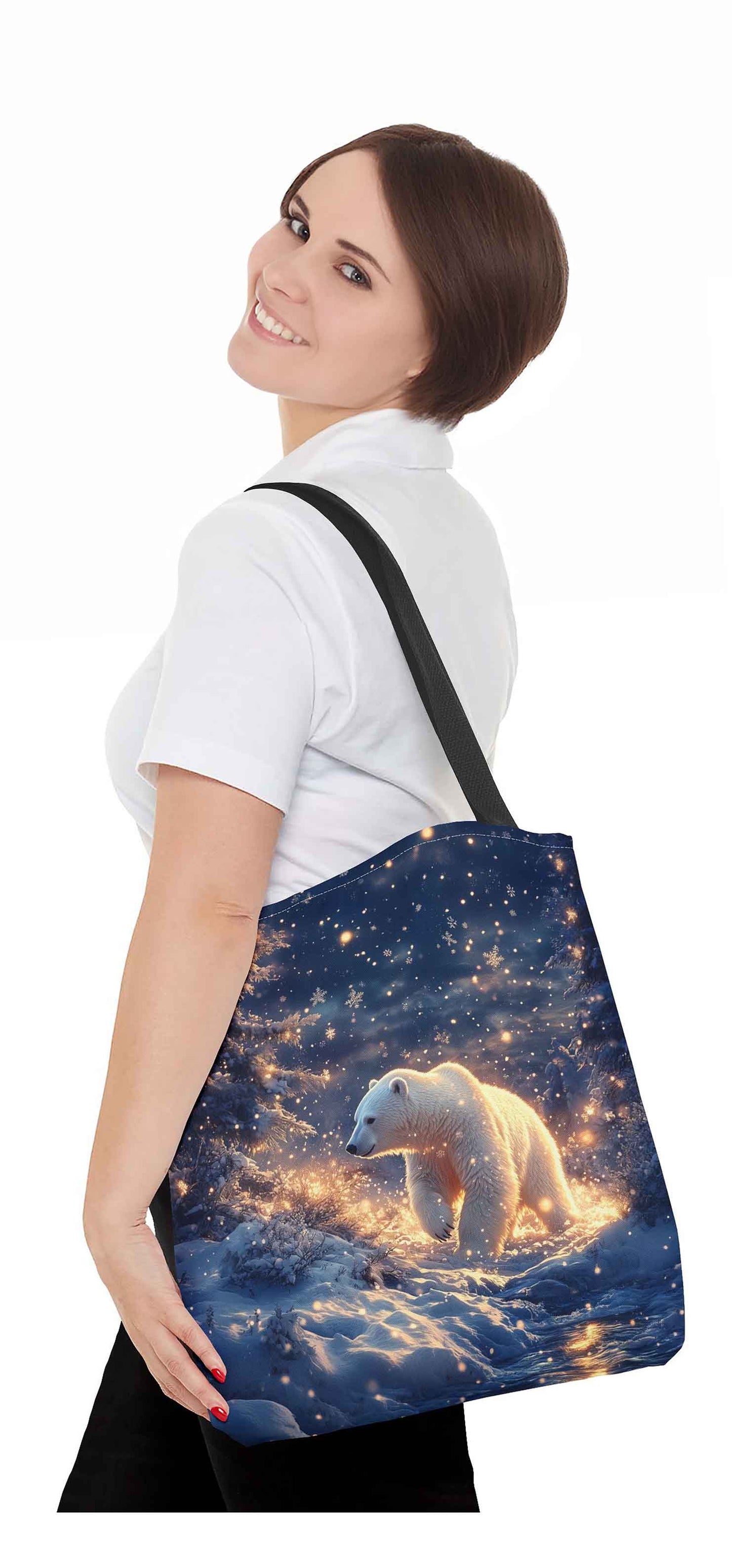 Starlit Arctic Dreams Polar Bear Tote Bag