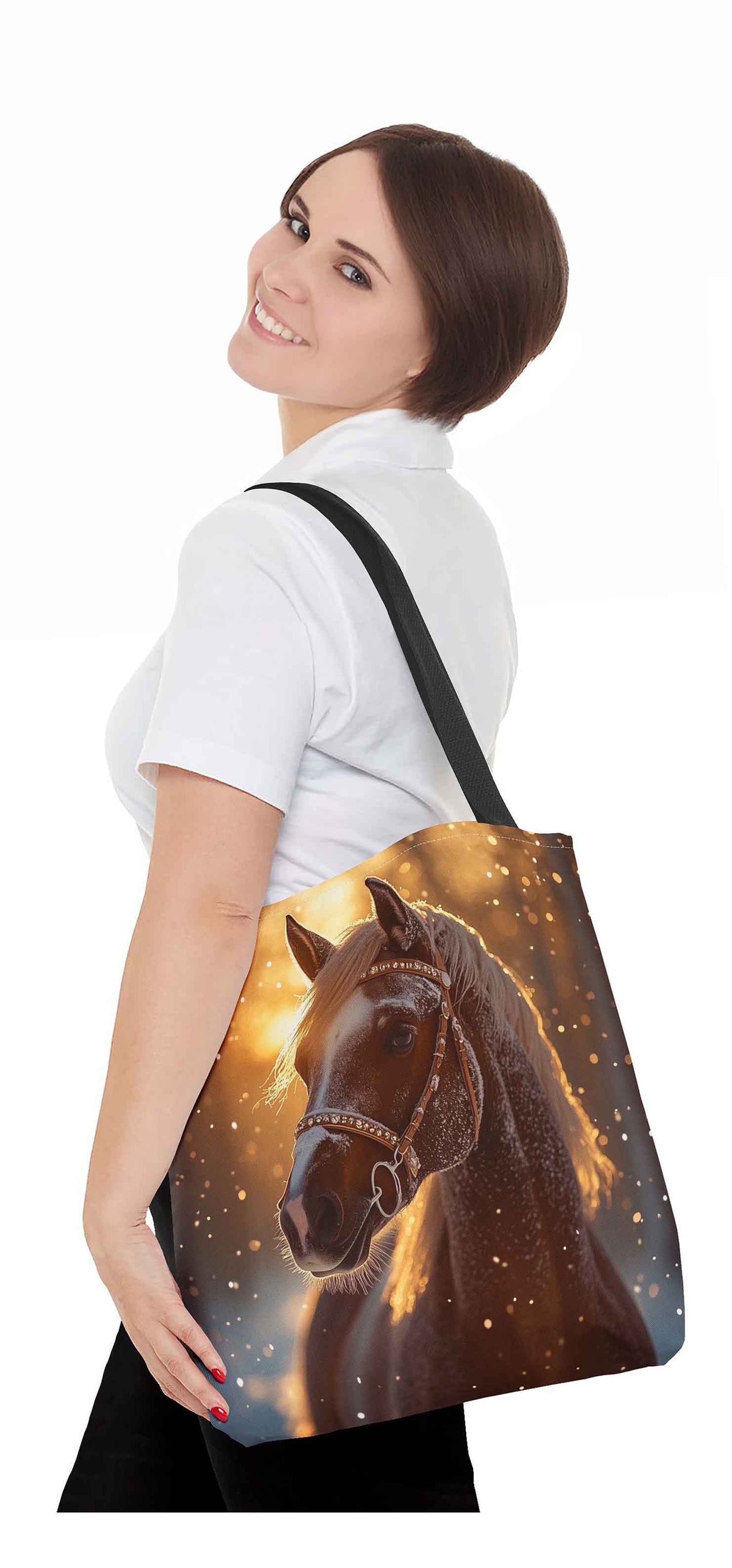 Frosted Elegance Winter Horse Tote Bag