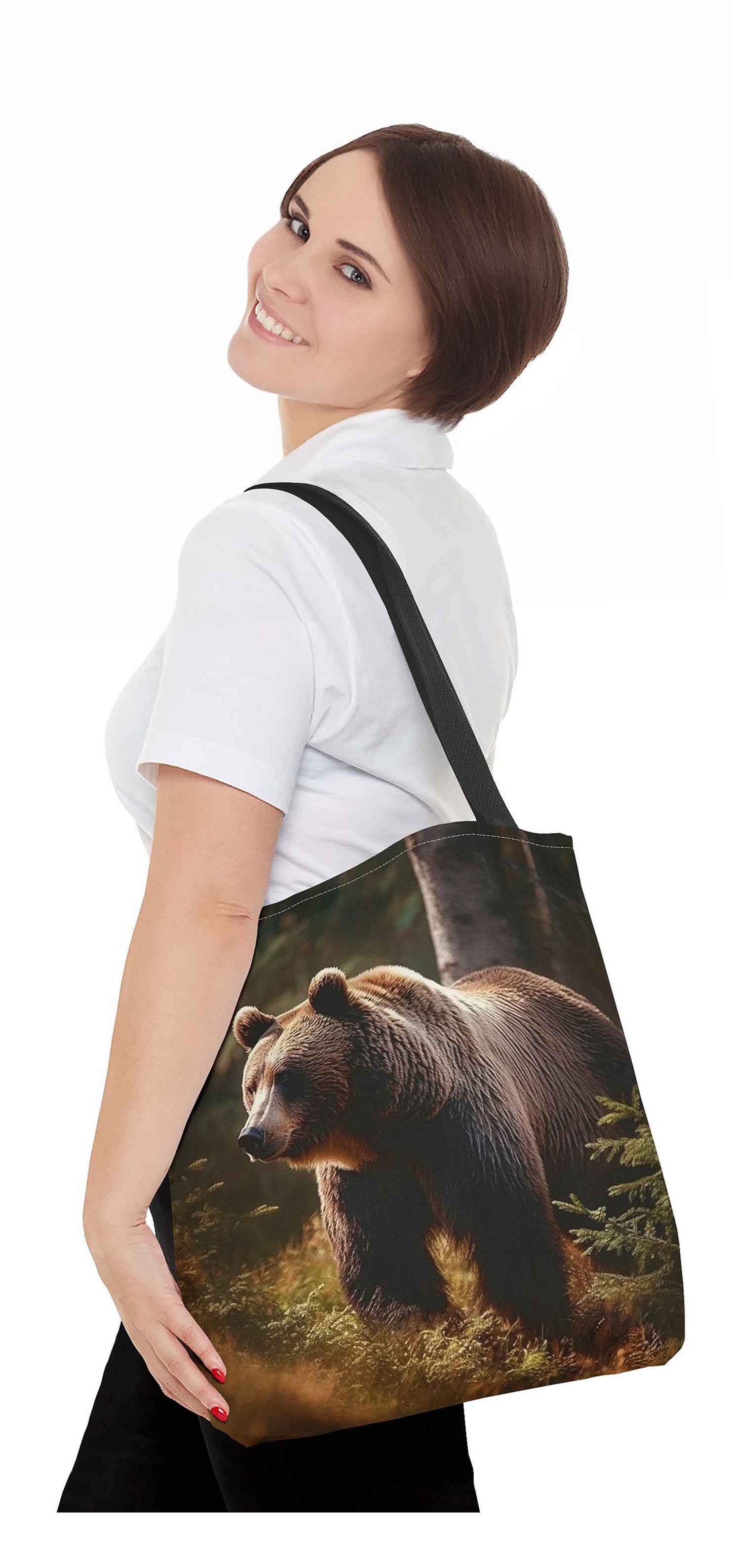 Forest Monarch Brown Bear Tote Bag