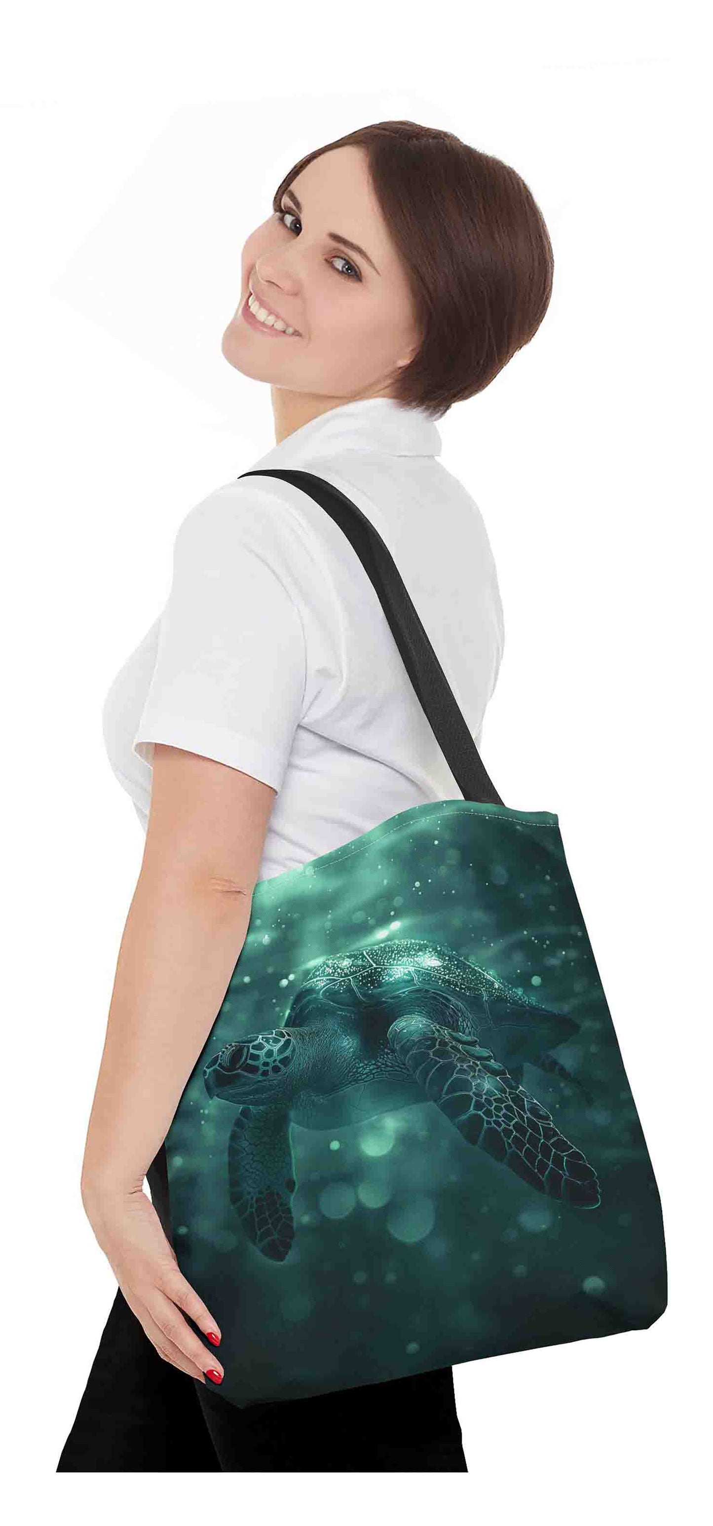Emerald Depths Turtle Tote Bag
