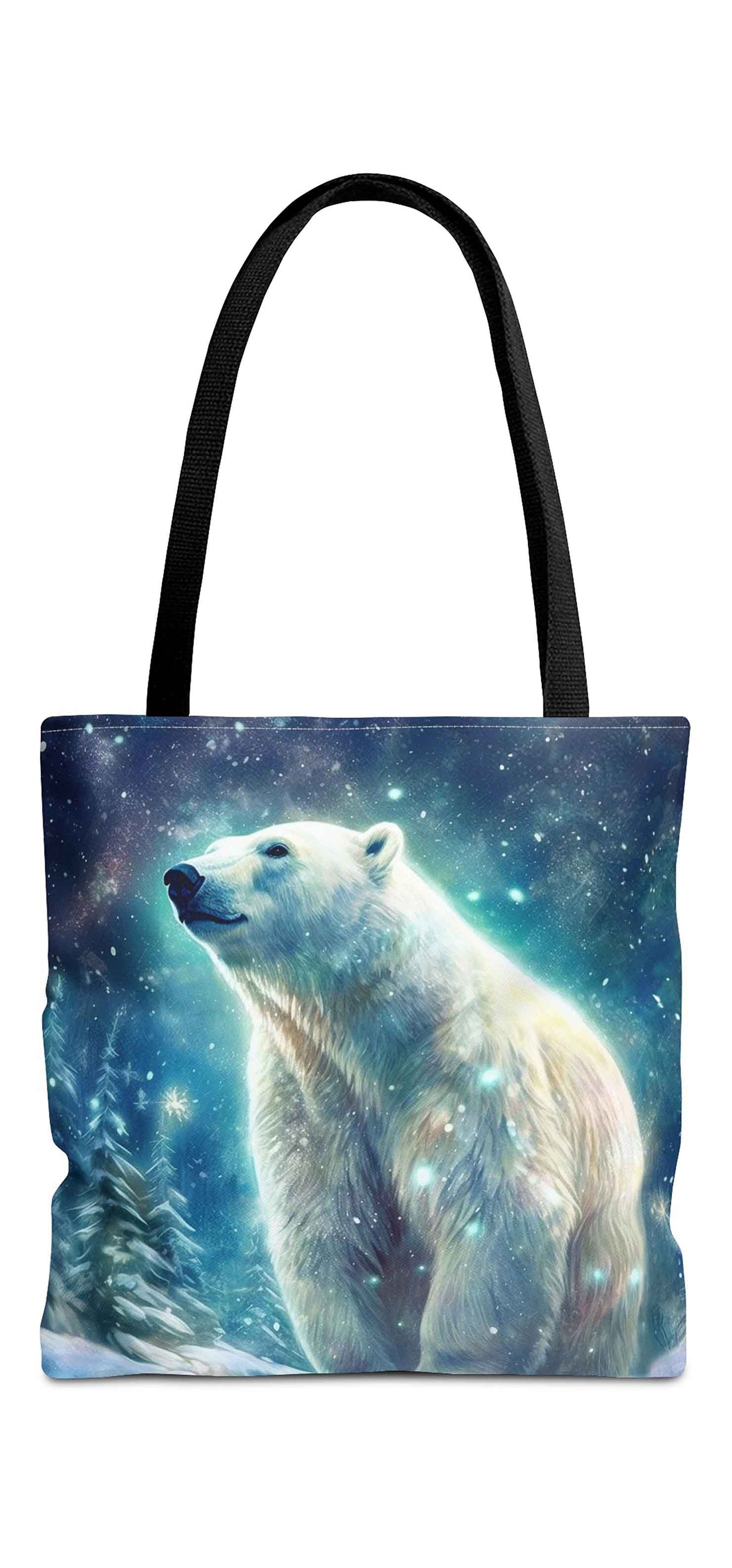 Frosty Aurora Polar Bear Tote Bag