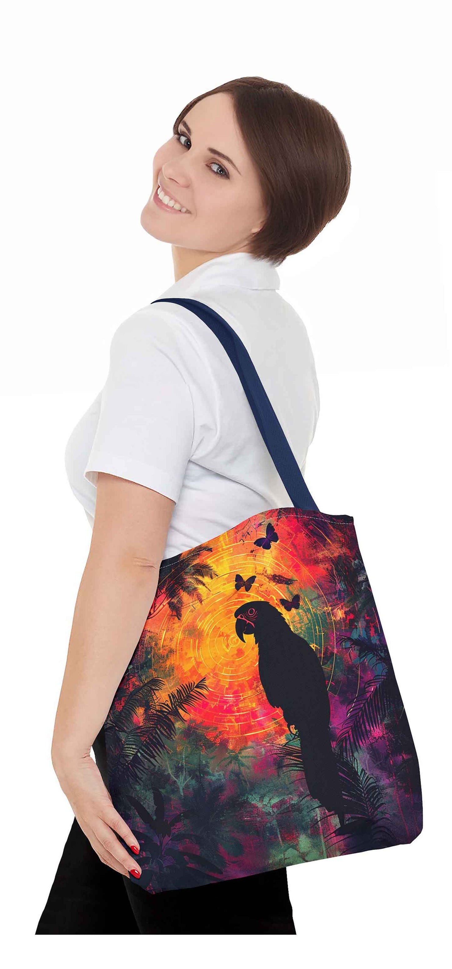 Tropical Twilight Parrot Tote Bag