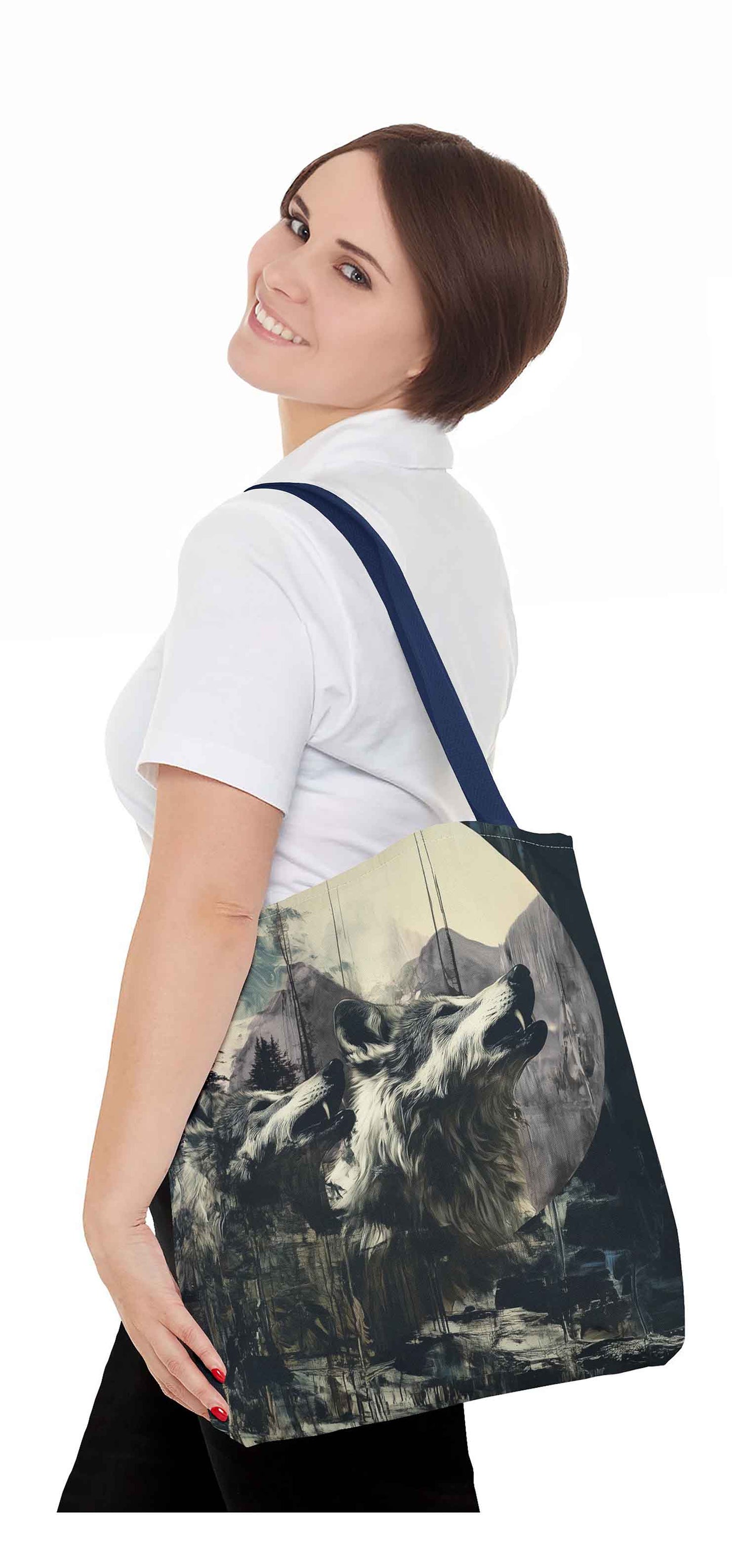 Moonlit Howl Wolf Tote Bag