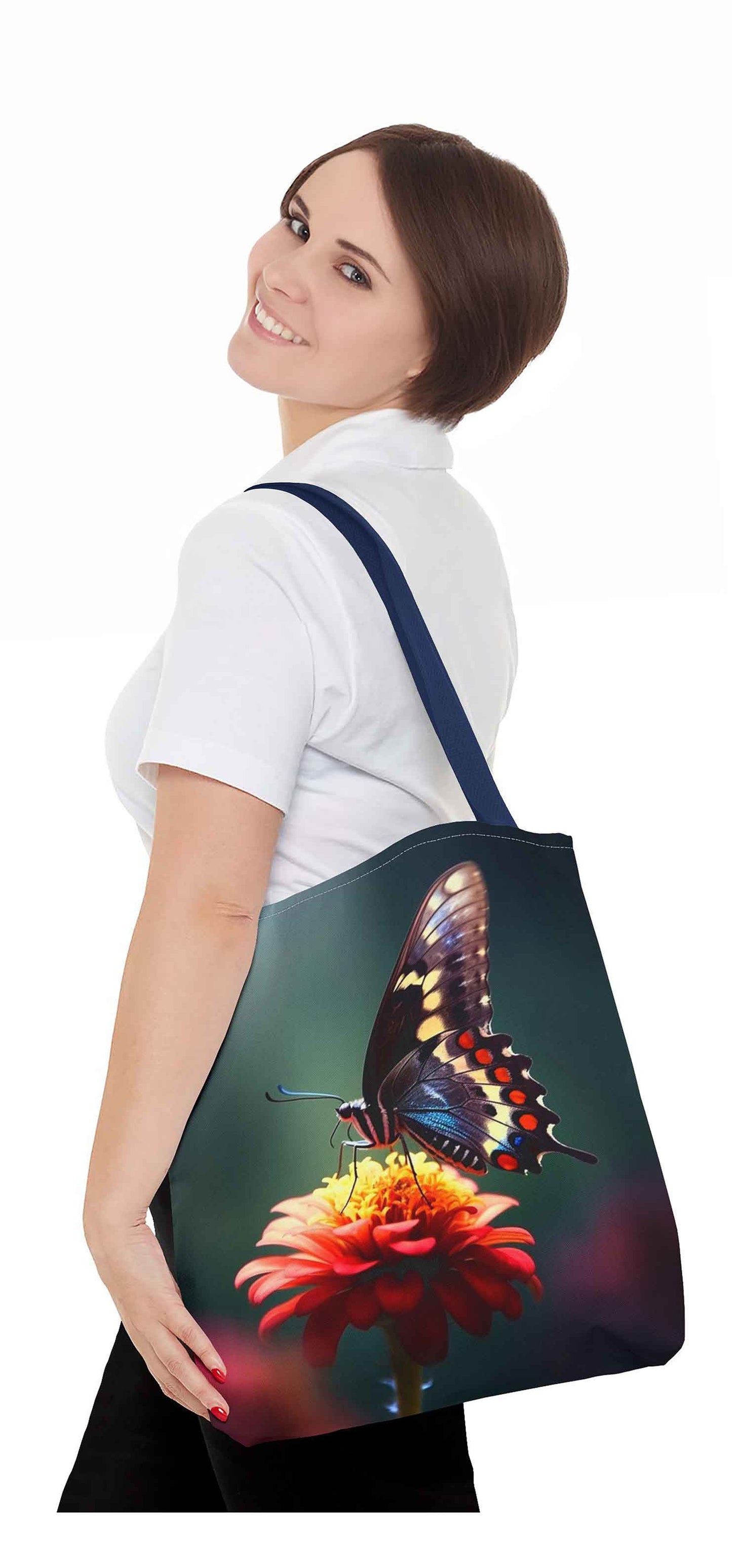 Floral Grace Butterfly Tote Bag