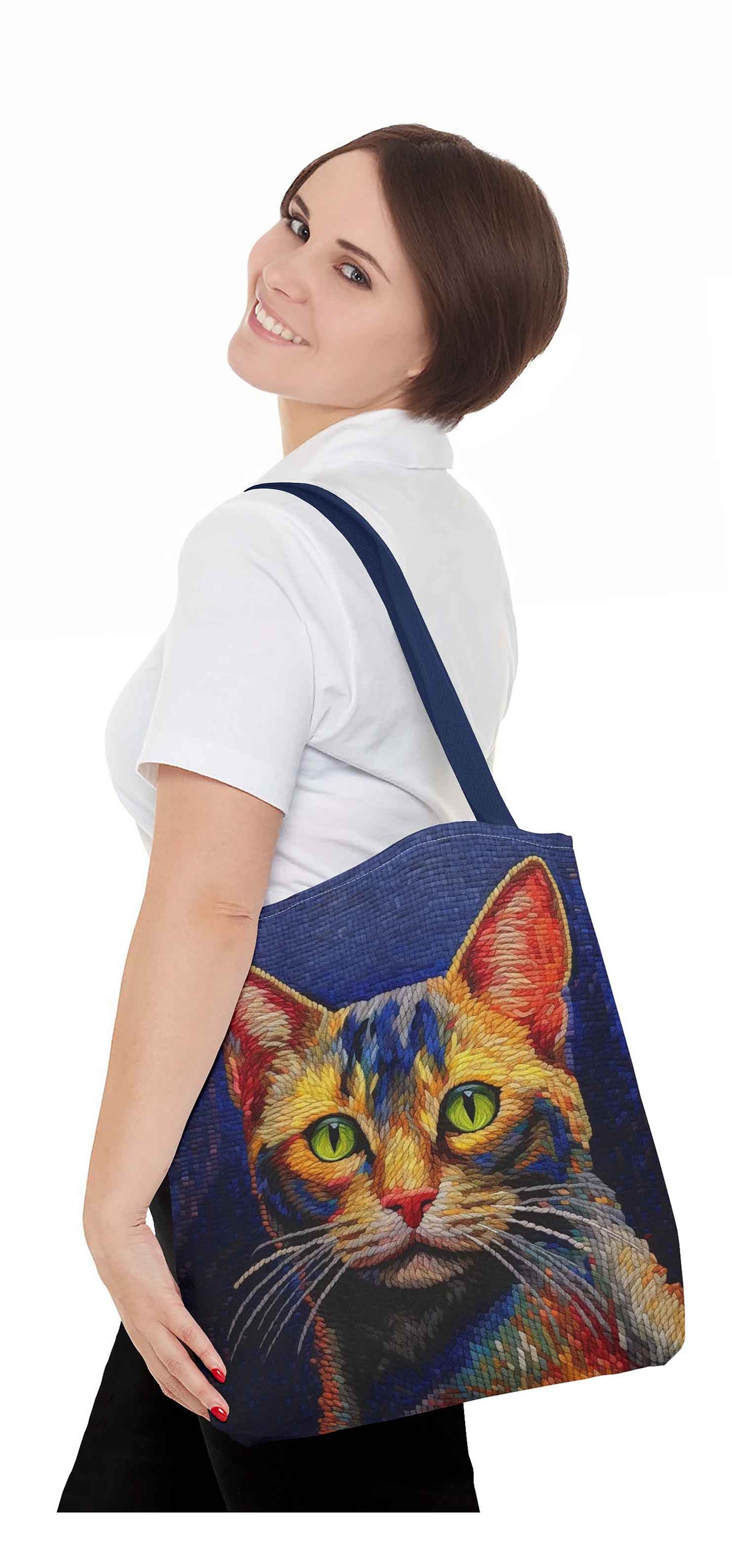 Needlepoint Art Cat Tote Bag