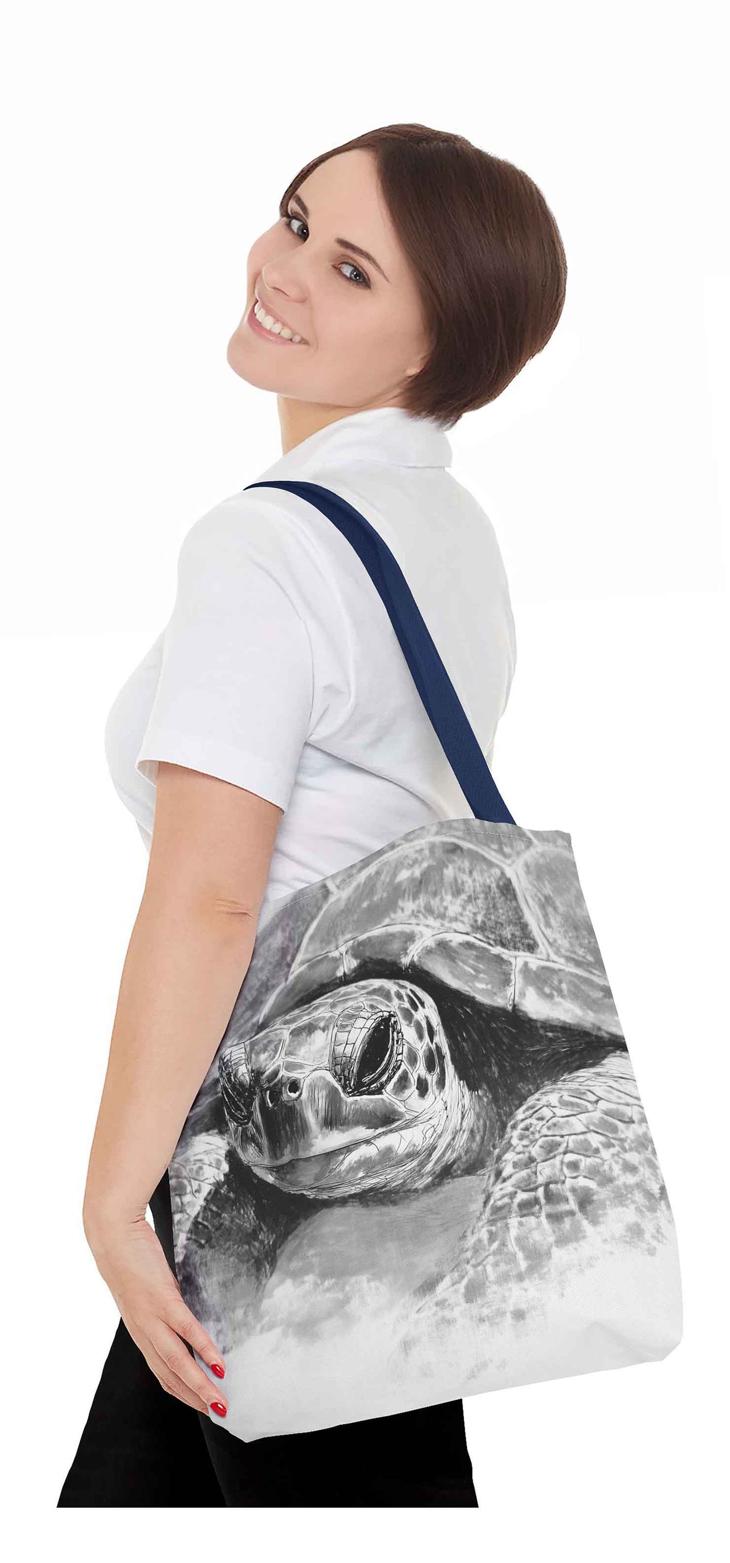 Monochrome Turtle Tote Bag
