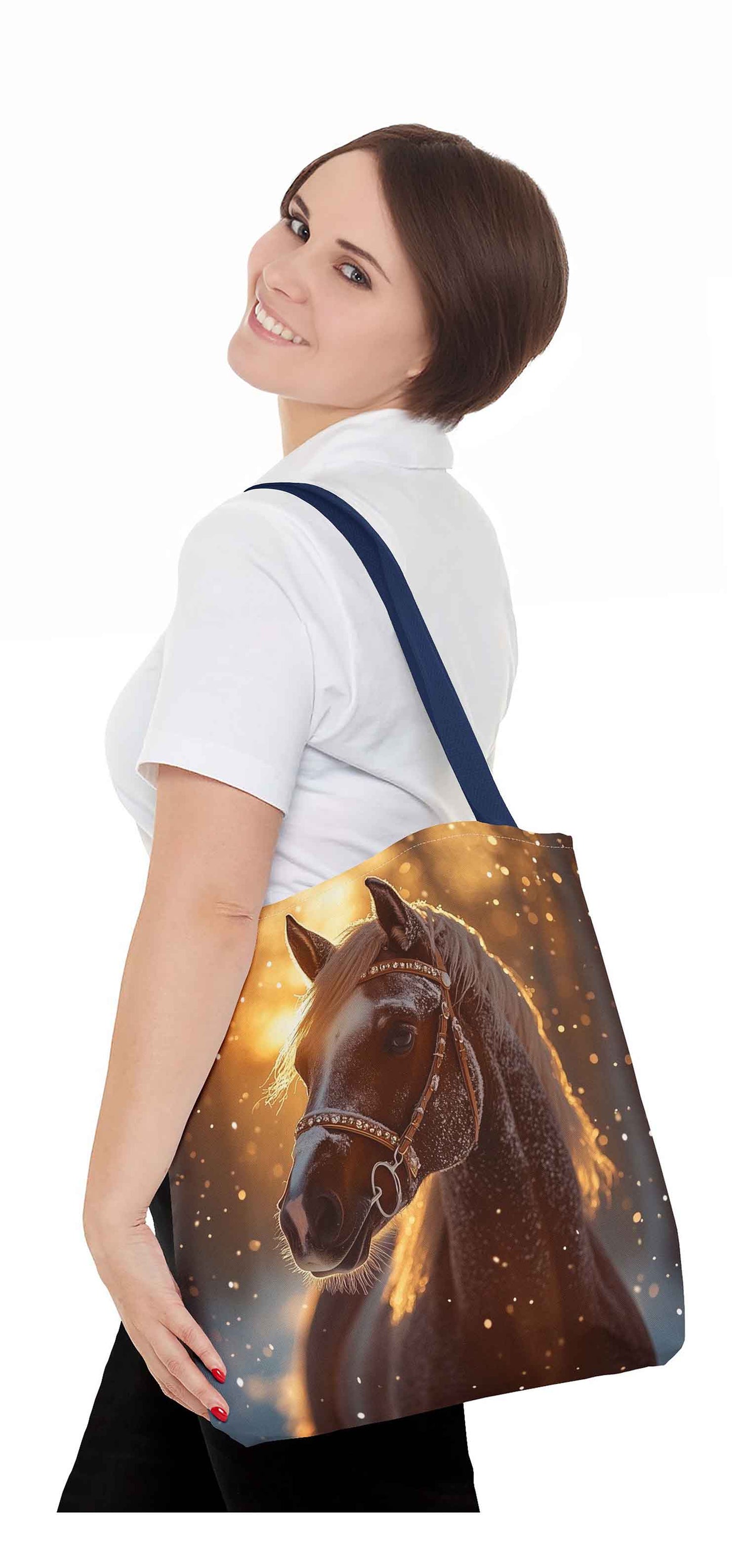 Frosted Elegance Winter Horse Tote Bag