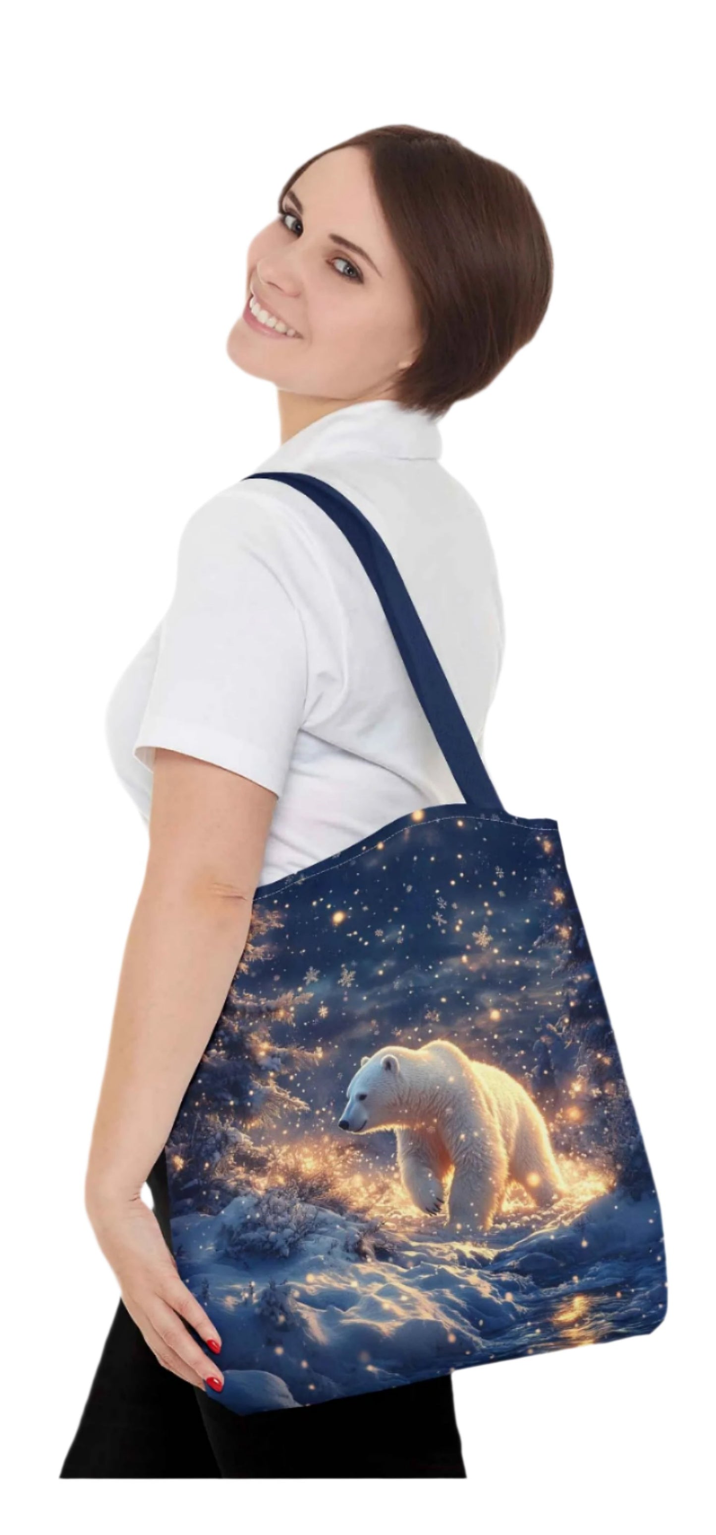 Starlit Arctic Dreams Polar Bear Tote Bag