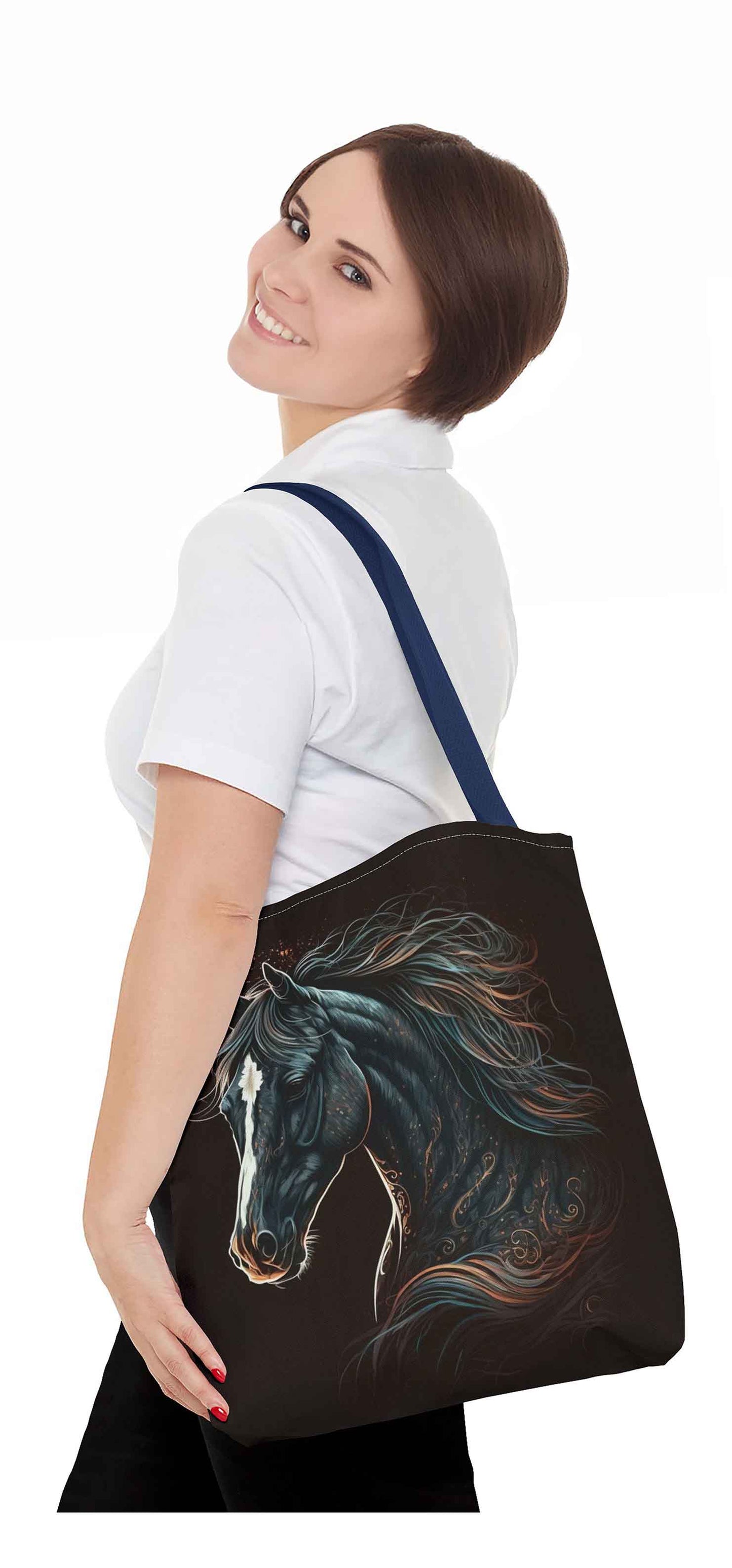 Elegant Black Horse Tote Bag