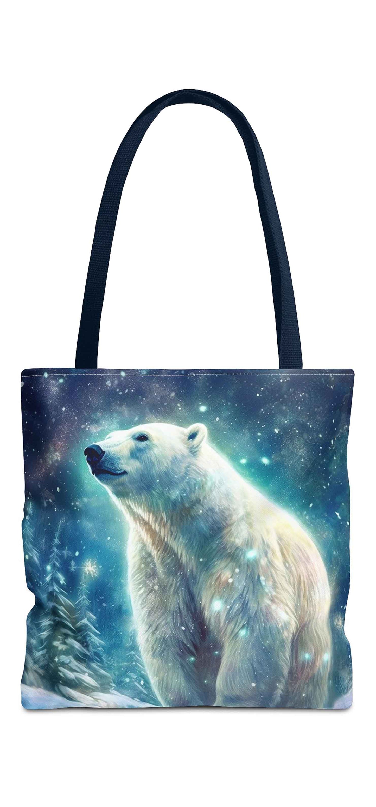 Frosty Aurora Polar Bear Tote Bag