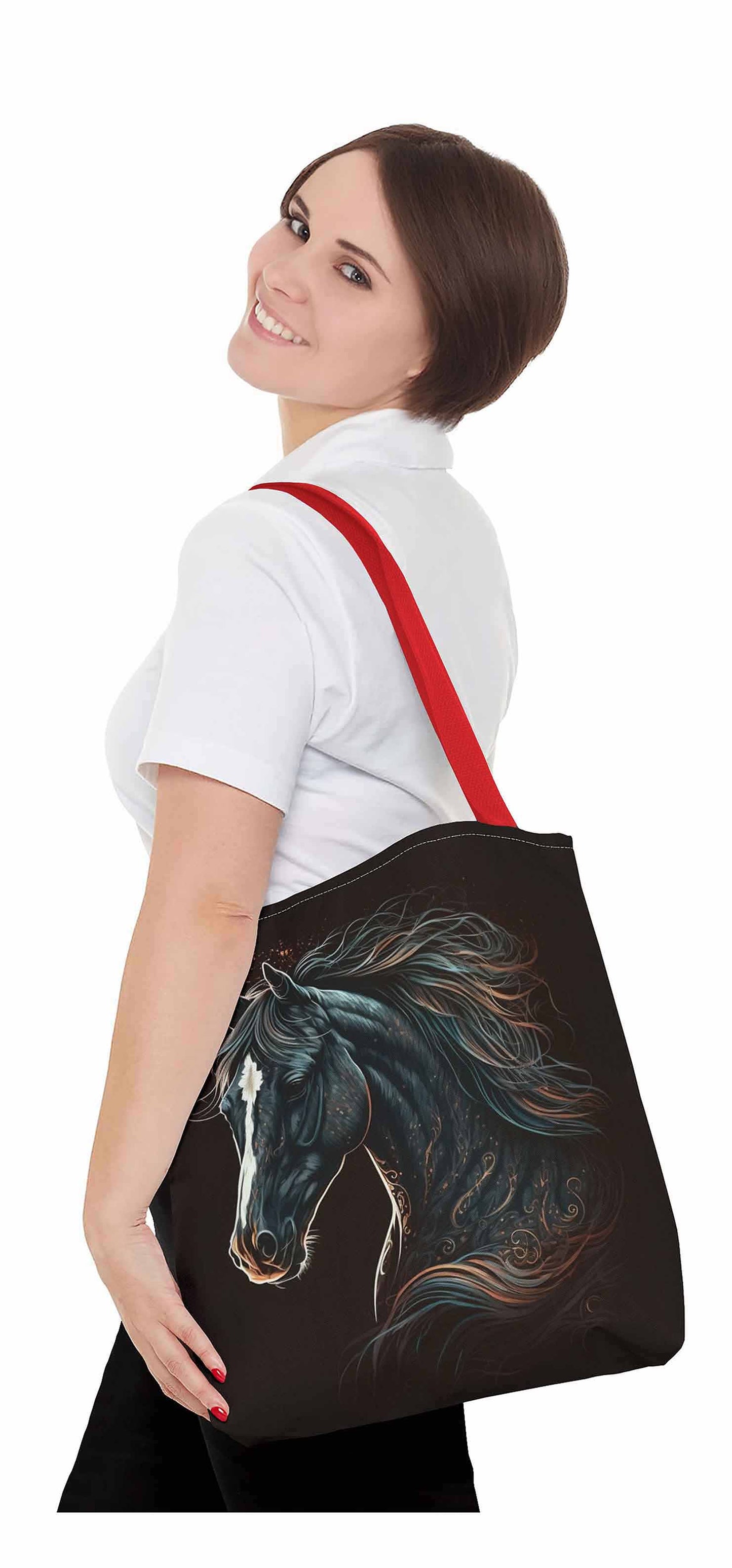 Elegant Black Horse Tote Bag