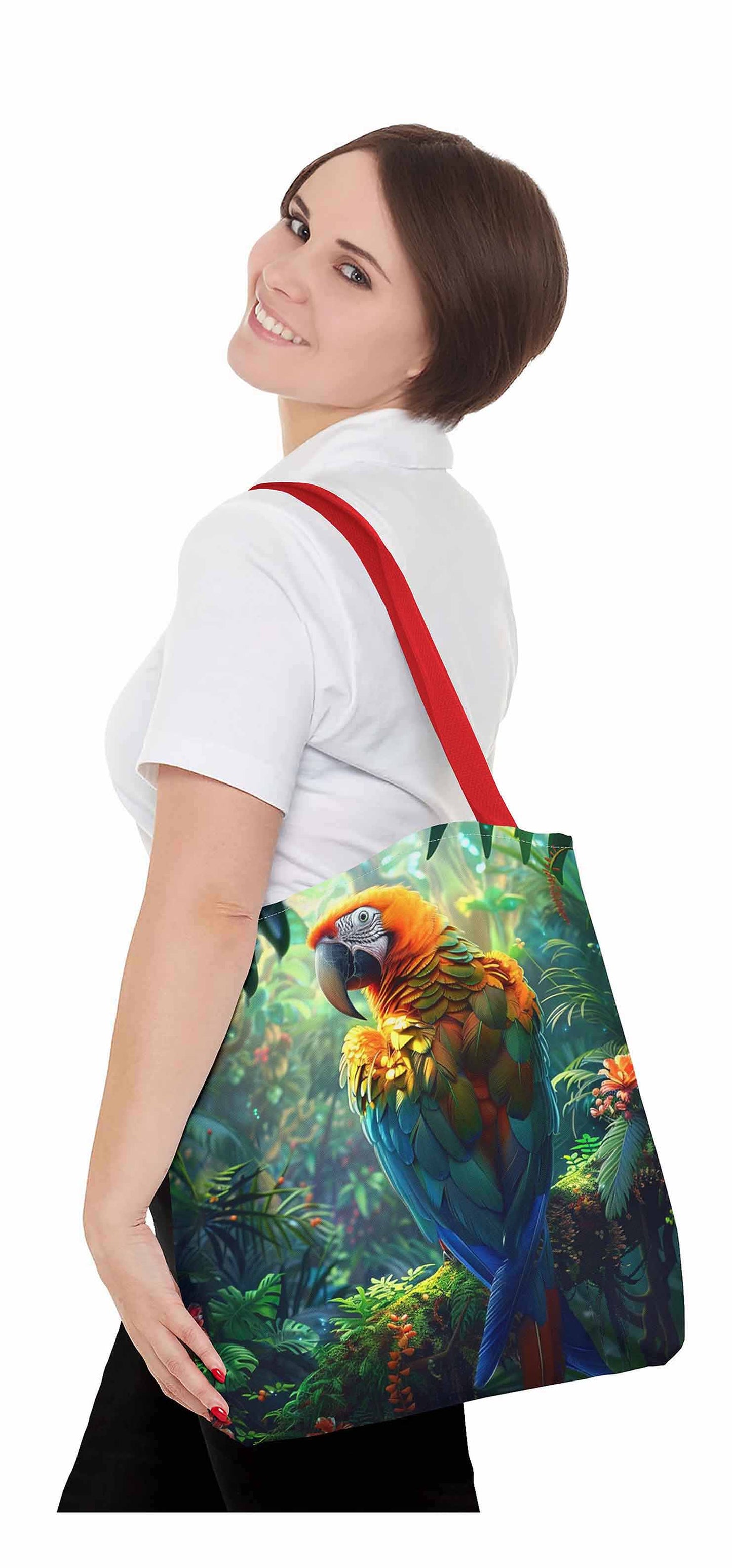 Rainforest Radiance Parrot Tote Bag
