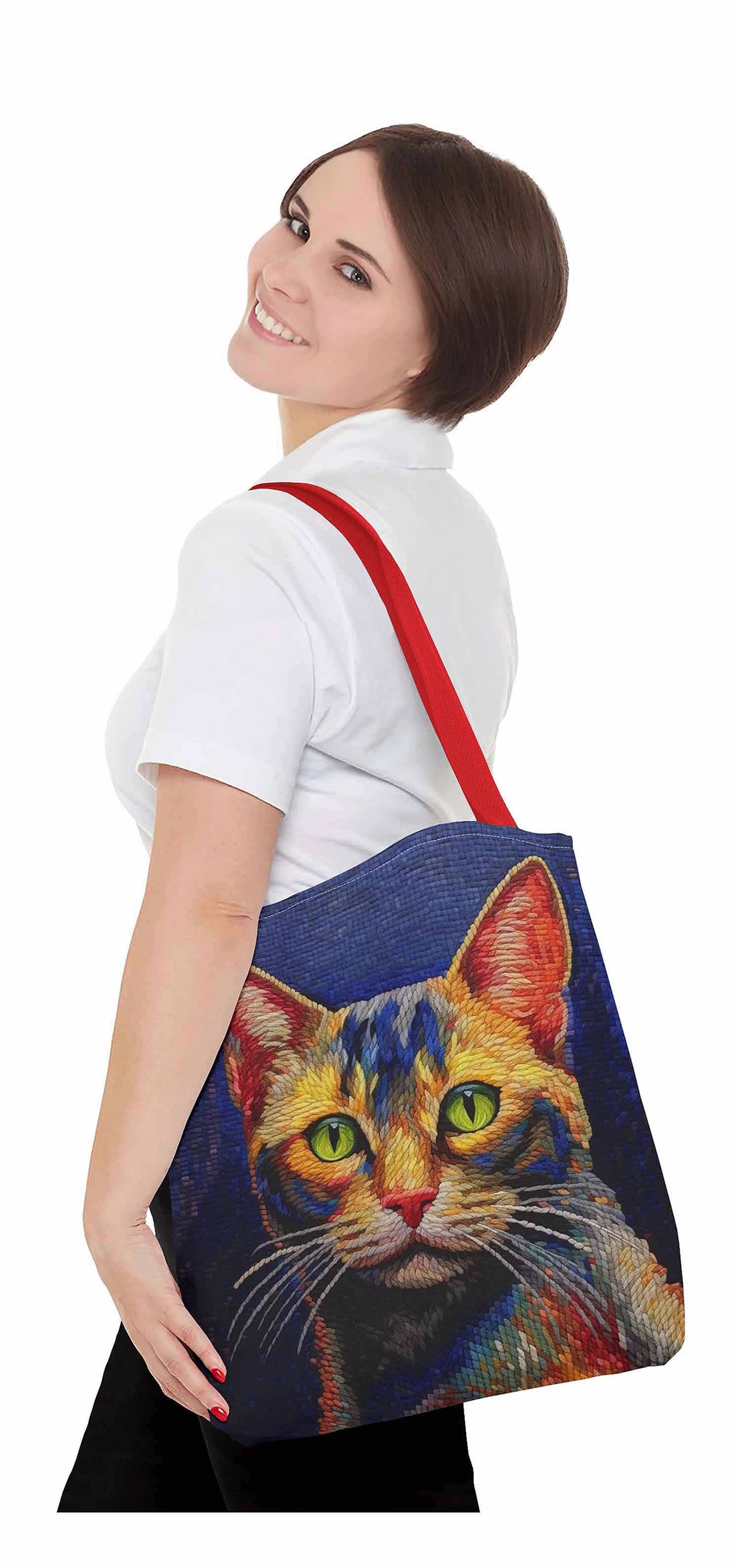Needlepoint Art Cat Tote Bag