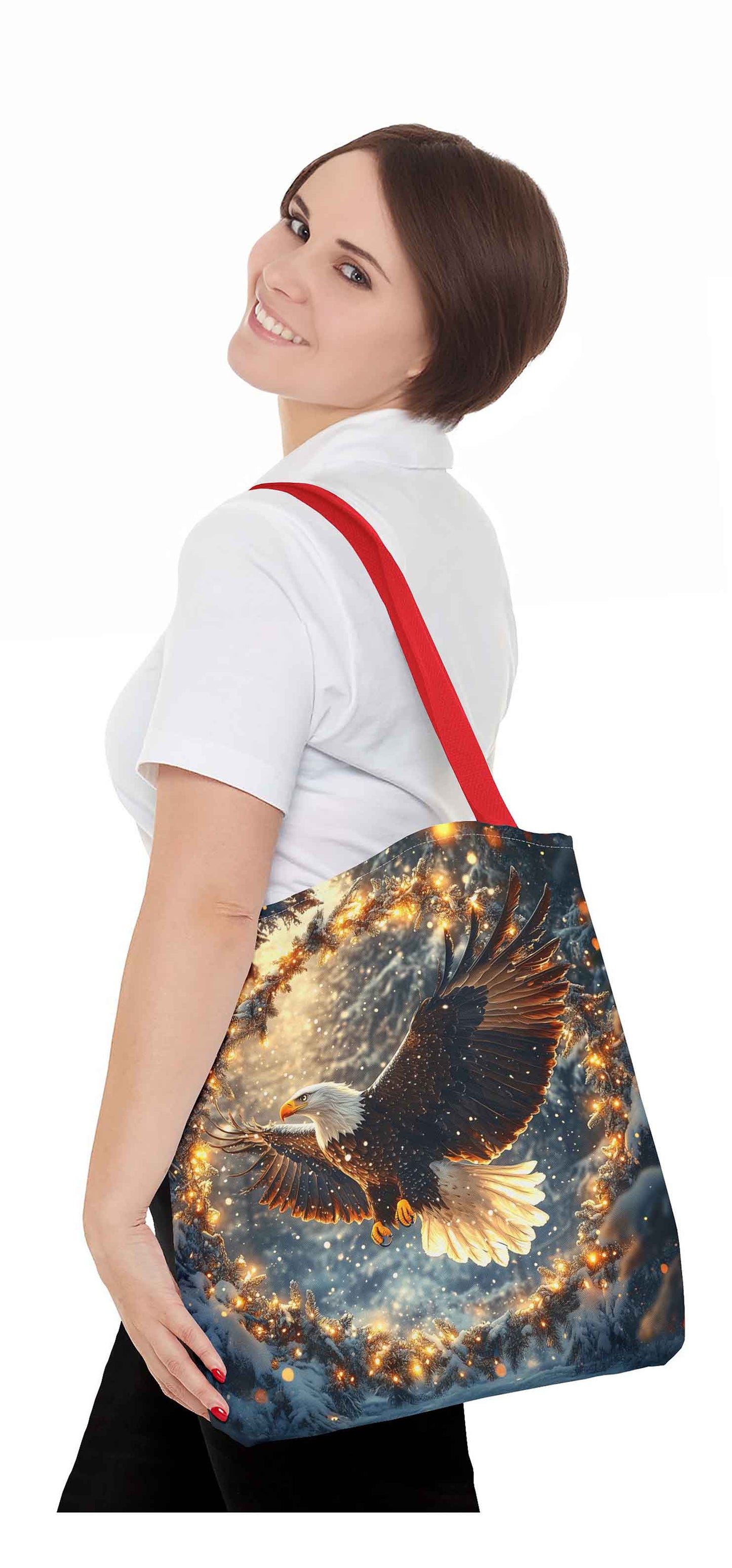 Winter Wreath Guardian Eagle Tote Bag