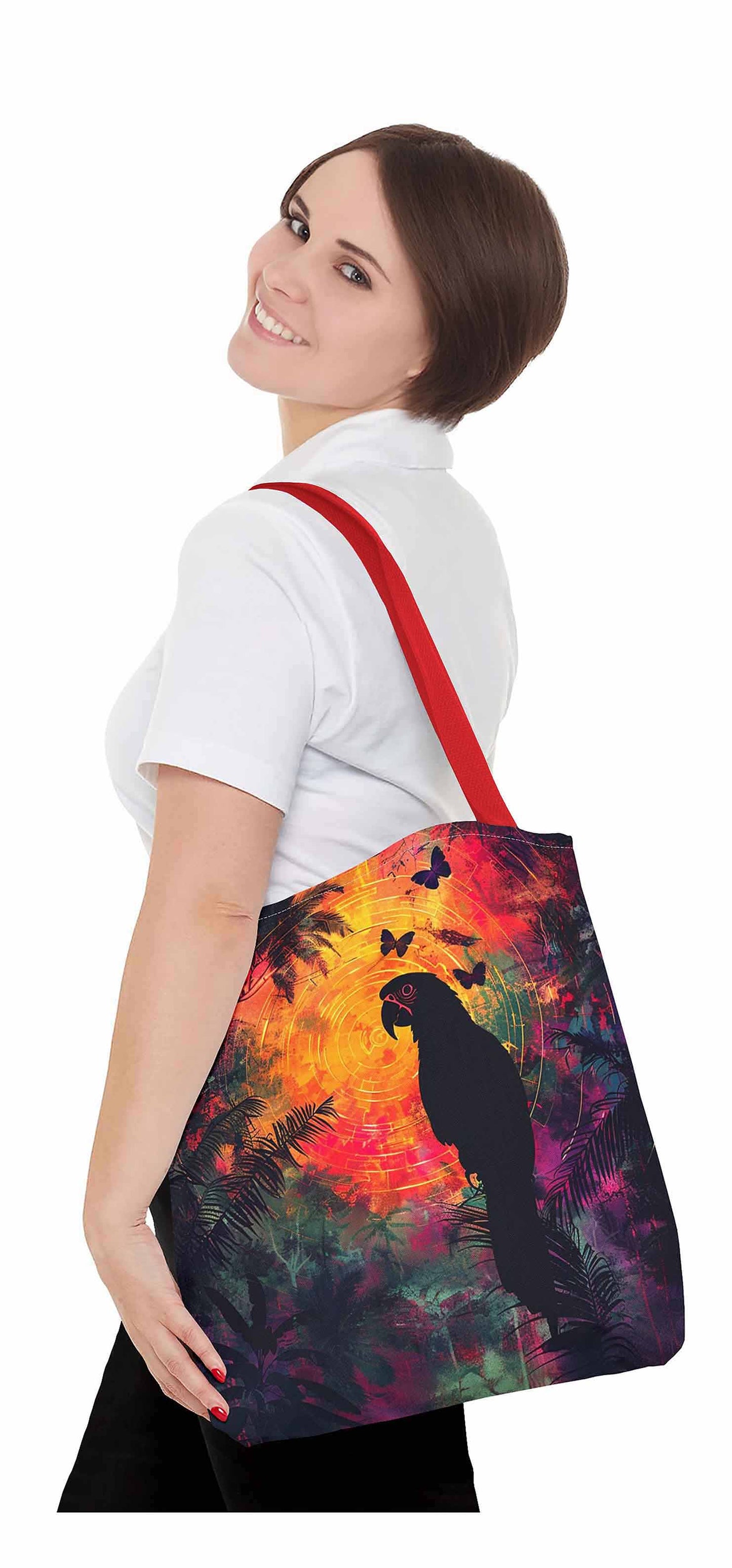 Tropical Twilight Parrot Tote Bag