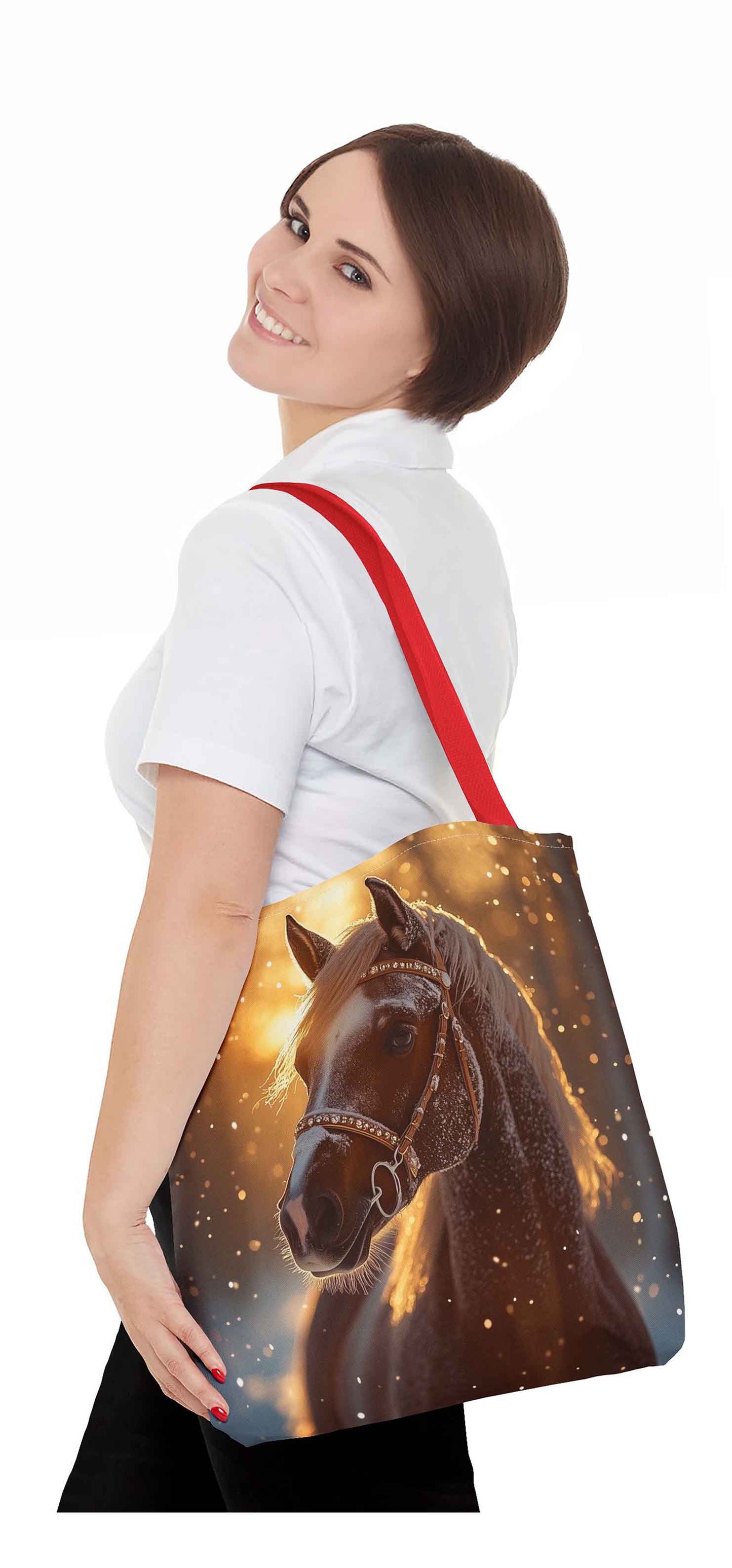Frosted Elegance Winter Horse Tote Bag