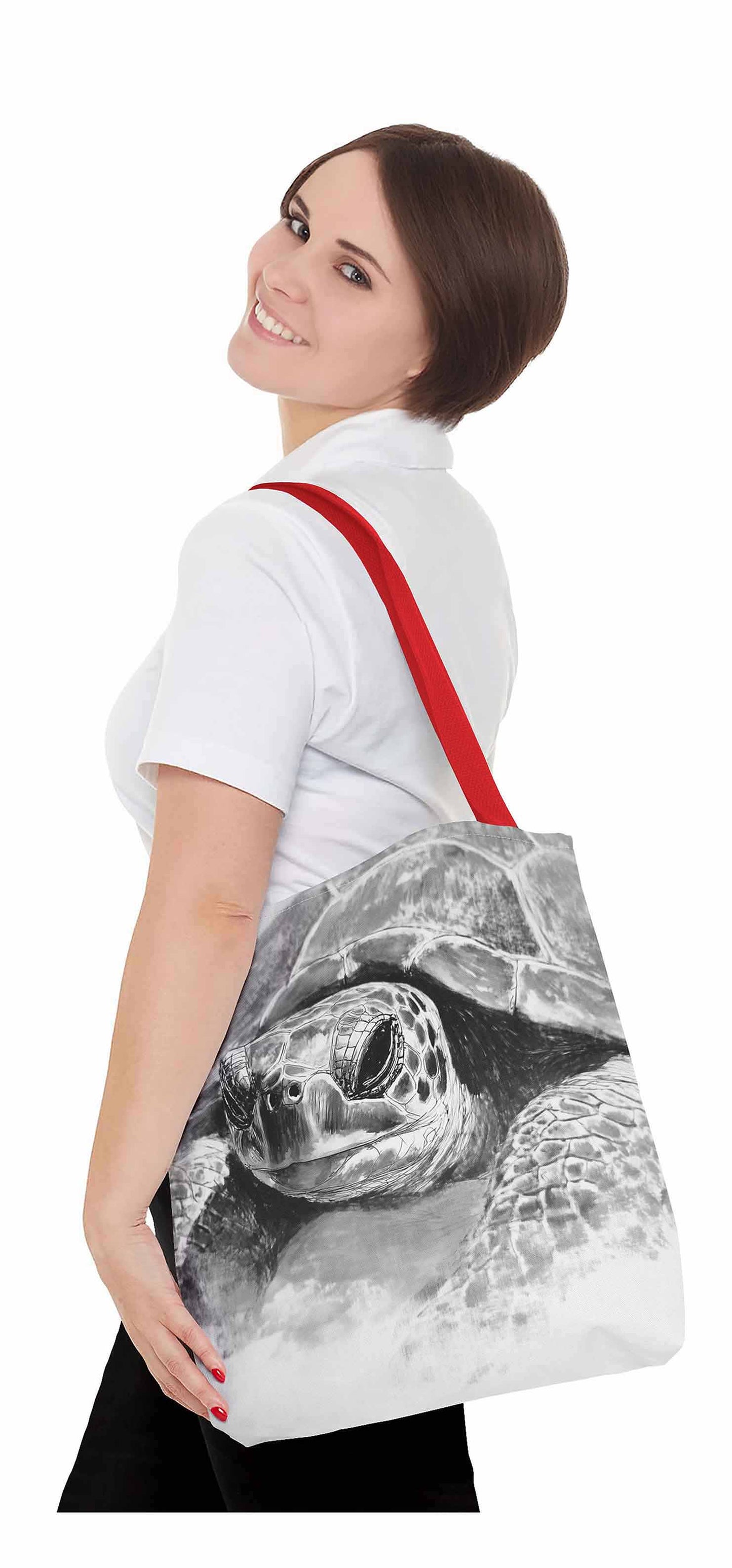 Monochrome Turtle Tote Bag